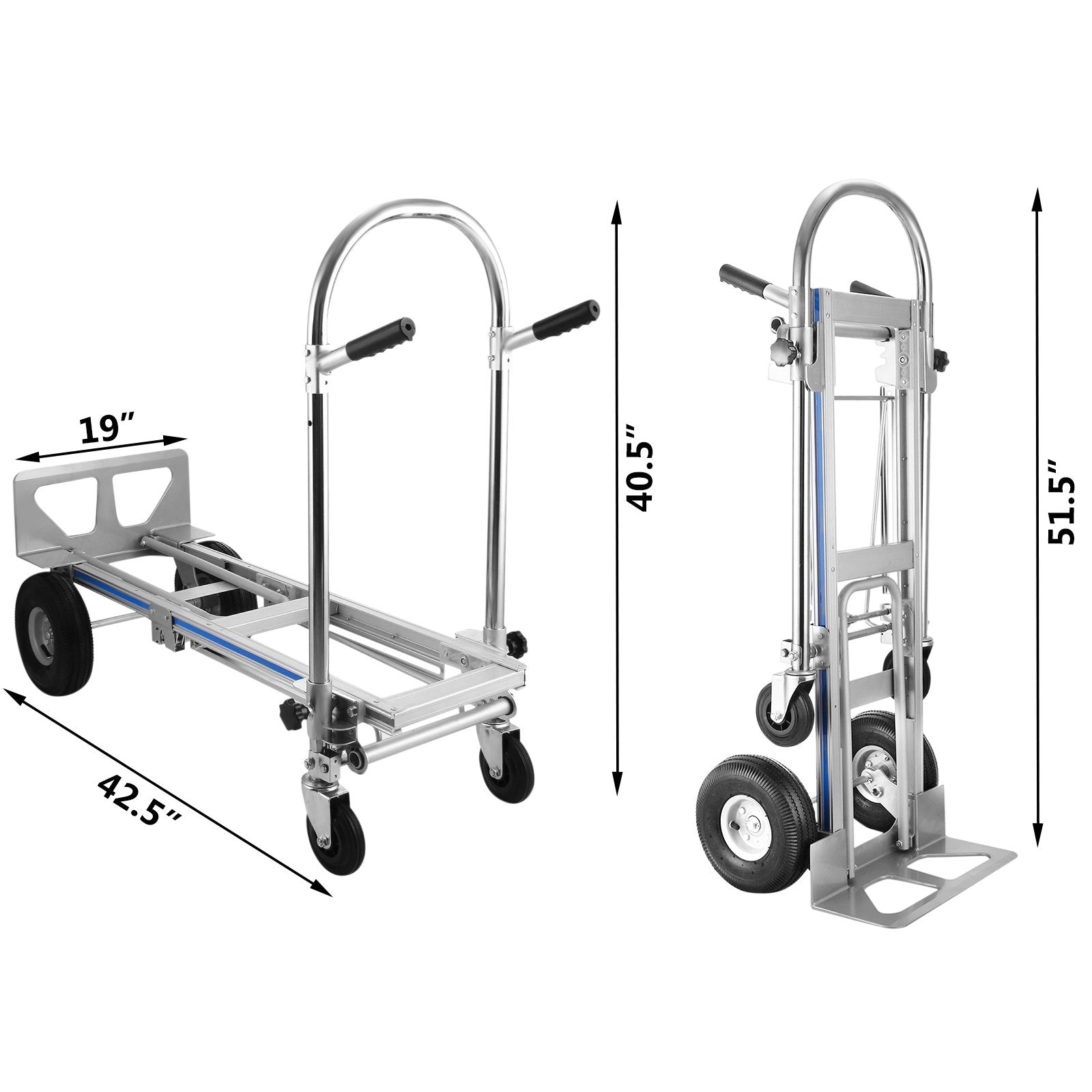 VEVOR Aluminum Hand Truck 3 in 1 Folding Hand Truck Convertible Hand Truck and Dolly 8