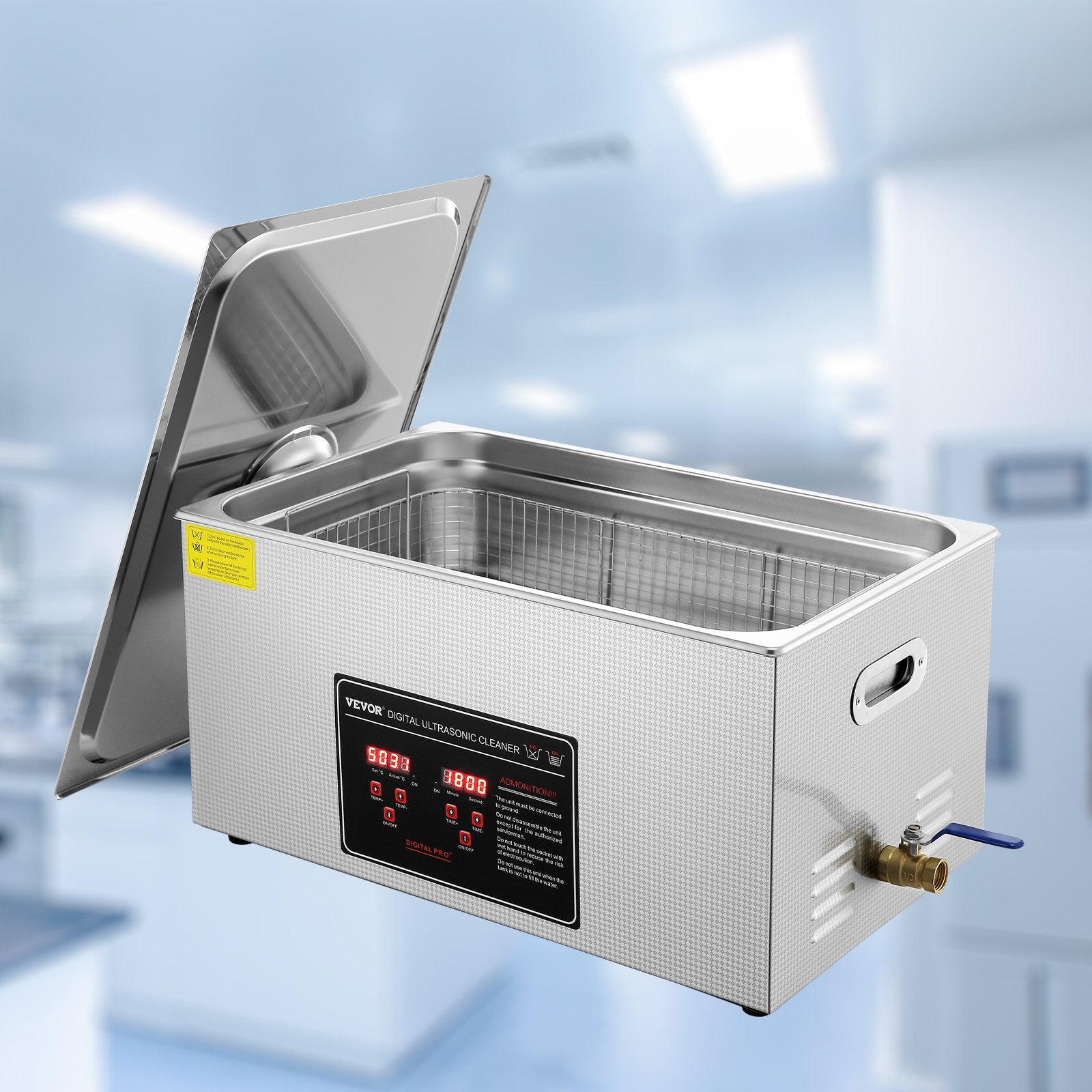 VEVOR 22L Ultrasonic Cleaner with Timer Heating Machine Digital Sonic Cleaner 8