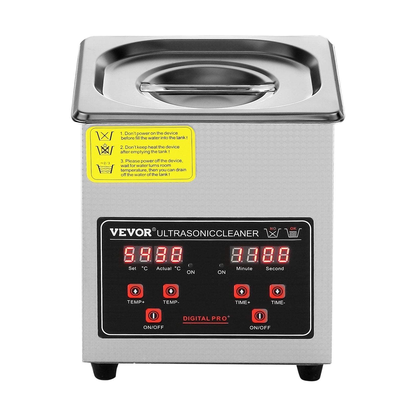 VEVOR Ultrasonic Cleaner with Digital Timer & Heater, Professional Ultra Sonic Jewelry Cleaner, Stainless Steel Heated Cleaning Machine for Glasses Watch Rings Small Parts Circuit Board (2L) 9