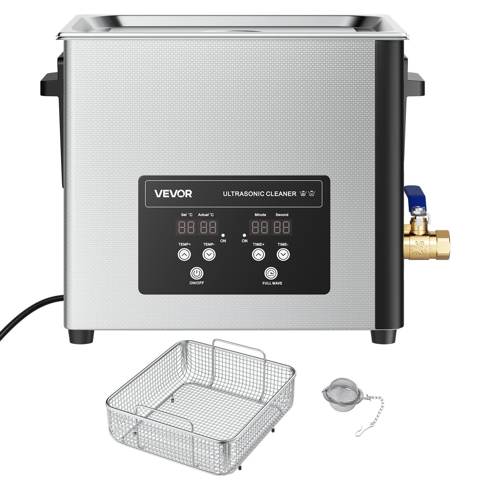 VEVOR 15L Ultrasonic Cleaner, Professional Ultrasonic Cleaner Machine with Cleaning Basket & Digital Display, 240W Stainless Steel 40kHz Industrial Cleaning Machine for Parts, Carburetors, Instruments 9