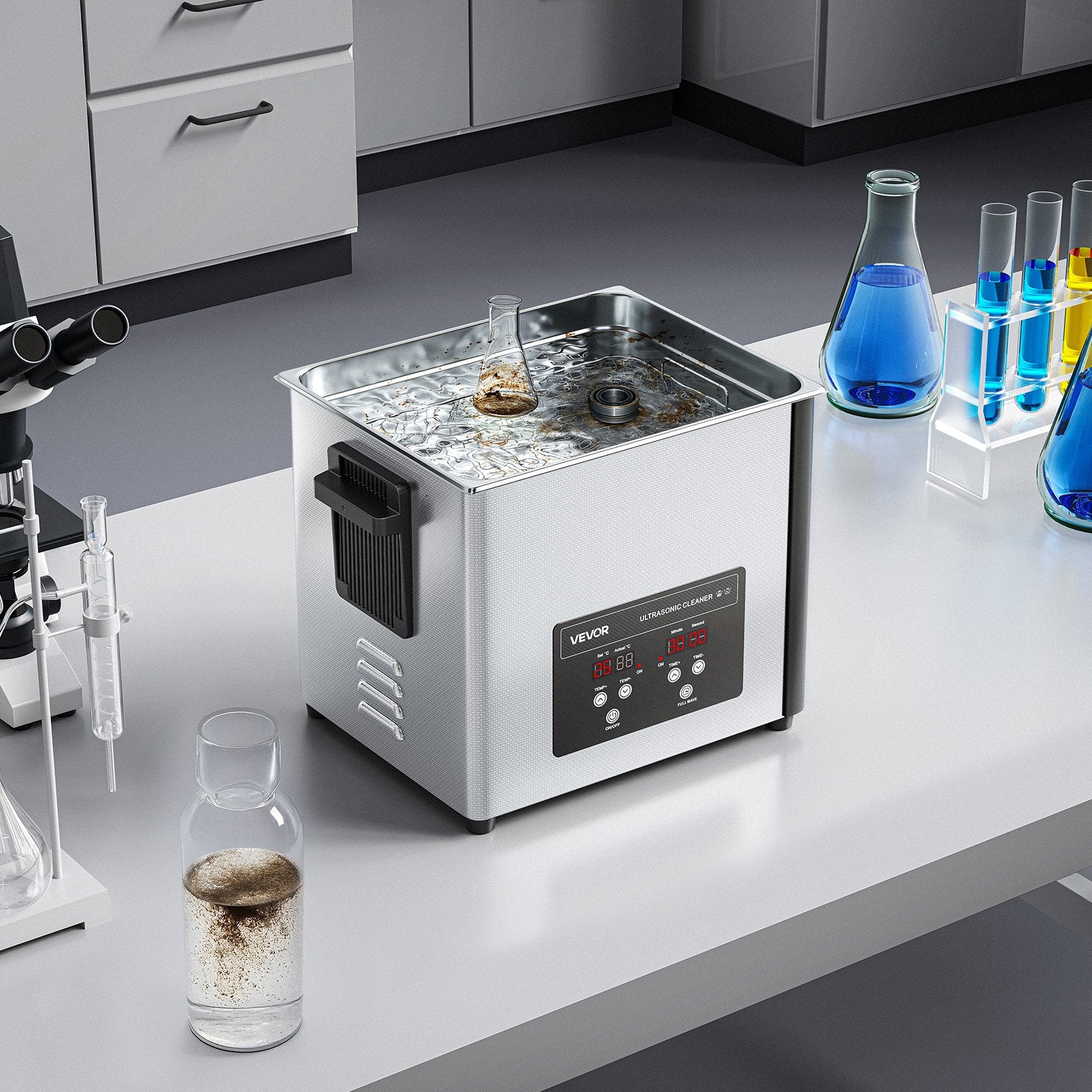 VEVOR 10L Ultrasonic Cleaner, Professional Ultrasonic Cleaner Machine with Cleaning Basket & Digital Display, 180W Stainless Steel 40kHz Cleaning Machine for Watches, Razors, Jewelry, Coins, and More 8