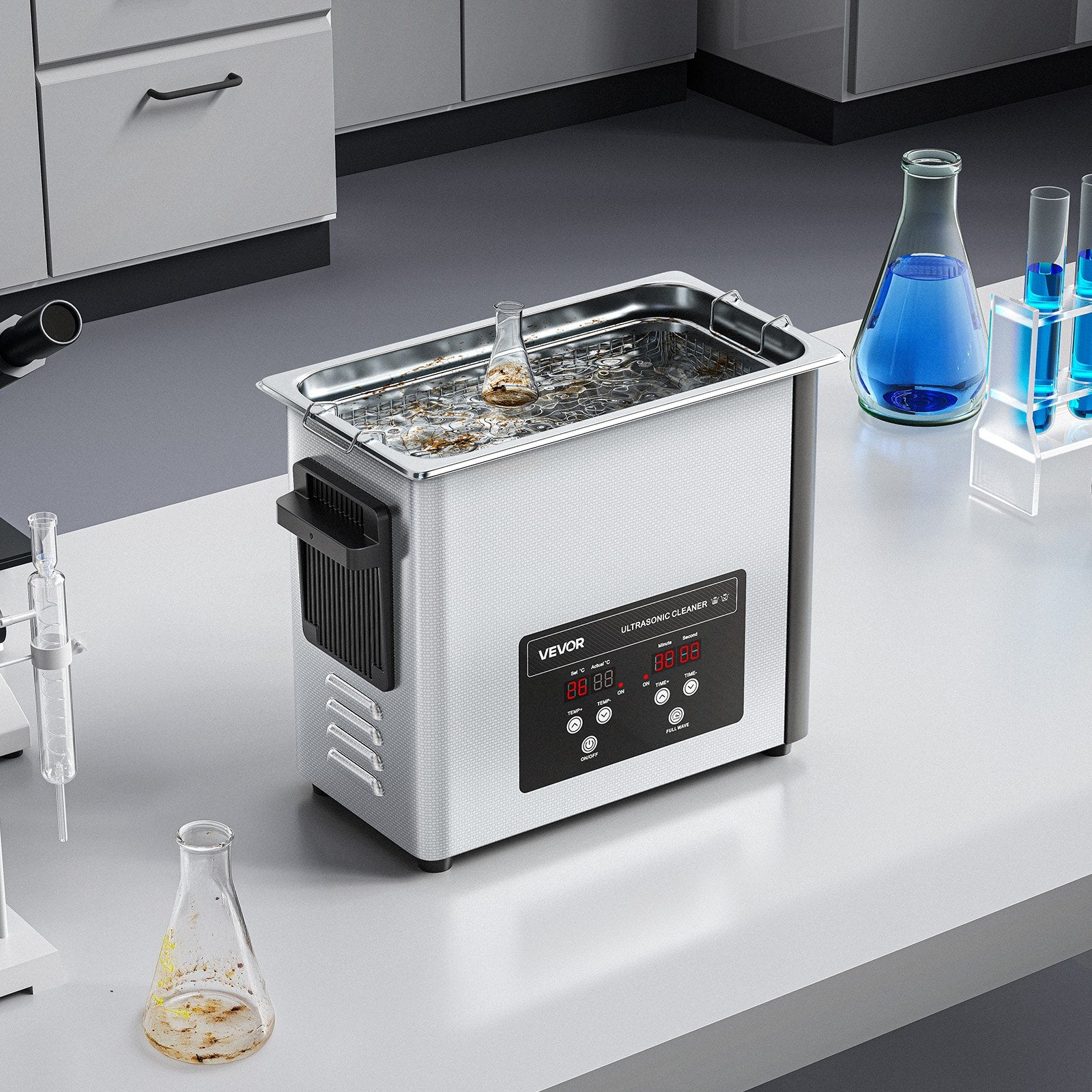 VEVOR 6L Ultrasonic Cleaner, Professional Ultrasonic Cleaner Machine with Cleaning Basket & Digital Display, 120W Stainless Steel 40kHz Cleaning Machine for Watches, Razors, Jewelry, Coins and More 8