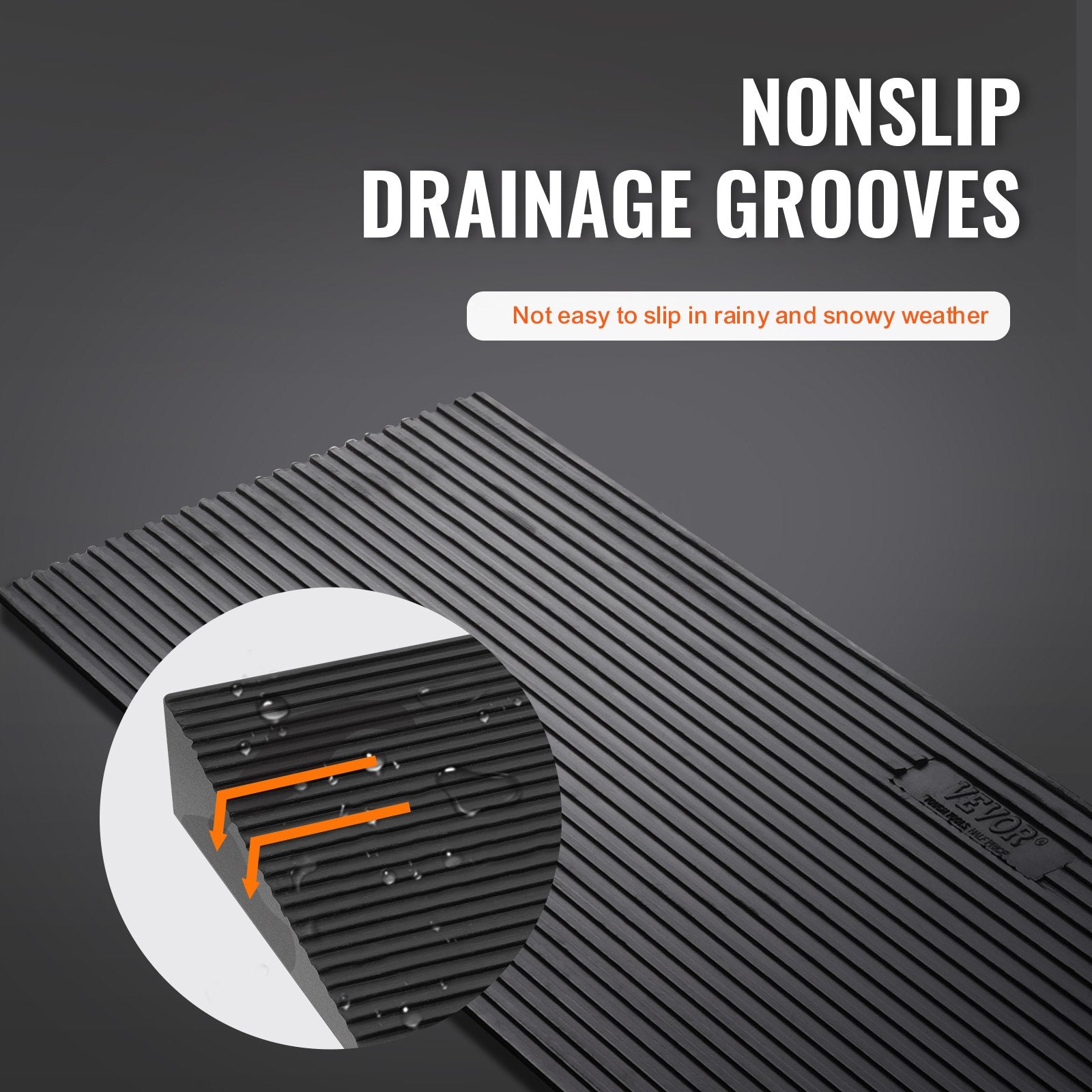 VEVOR 4 cm Rise Cuttable Threshold Ramp for Sweeping Robot, 90 cm Wide Natural Rubber Wheelchair Ramp, Non-Slip Solid Rubber Ramp with Double-Sided Tape for Doorways, Driveways, Bathroom, Smooth Tile 4