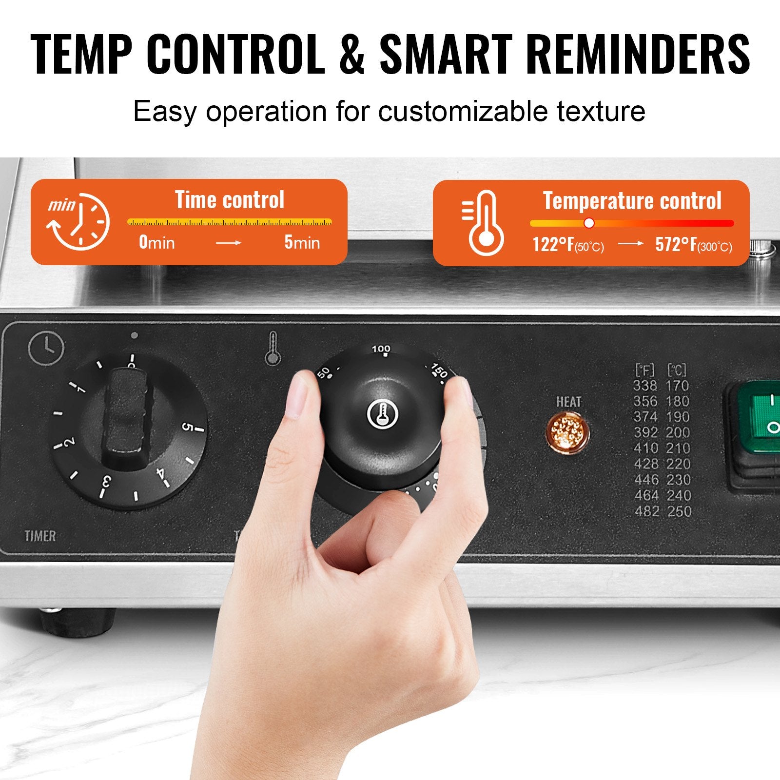 VEVOR Commercial Waffle Maker, 4PCS Round Waffle Baker Machine,1750W Non-Stick Stainless Steel Belgian Waffle Iron with Temperature and Time Control, for Restaurant Bakery Snack Bar Family 3