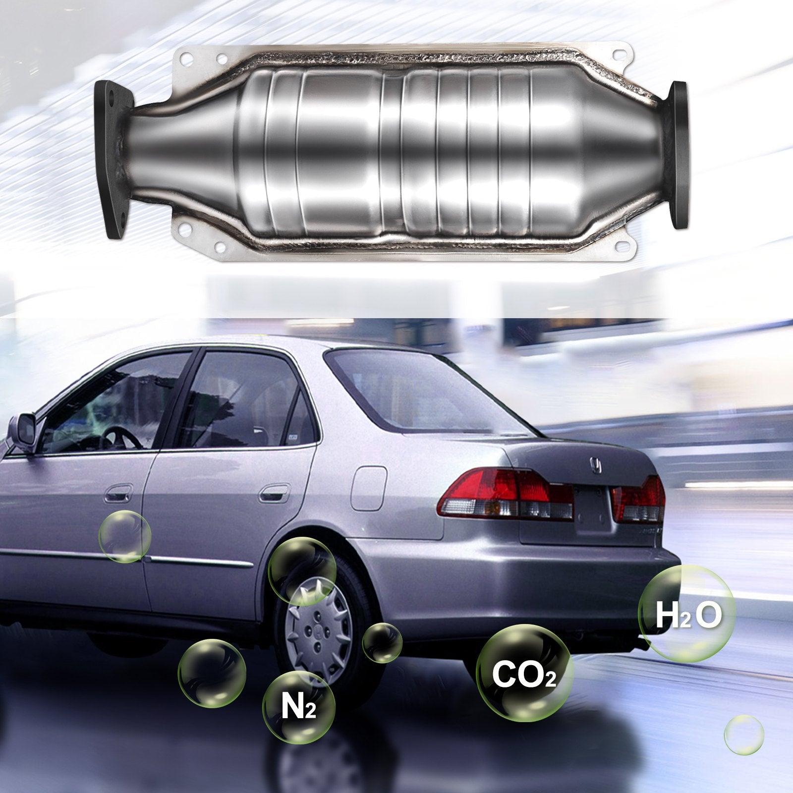 VEVOR Catalytic Converter Compatible with 1998-2002 Honda Accord 2.3L, Direct-Fit High Flow Series Cat Converter, Stainless Steel Exhaust Converter Pipe with Flange Design & Gasket (OBD III Compliant) 7