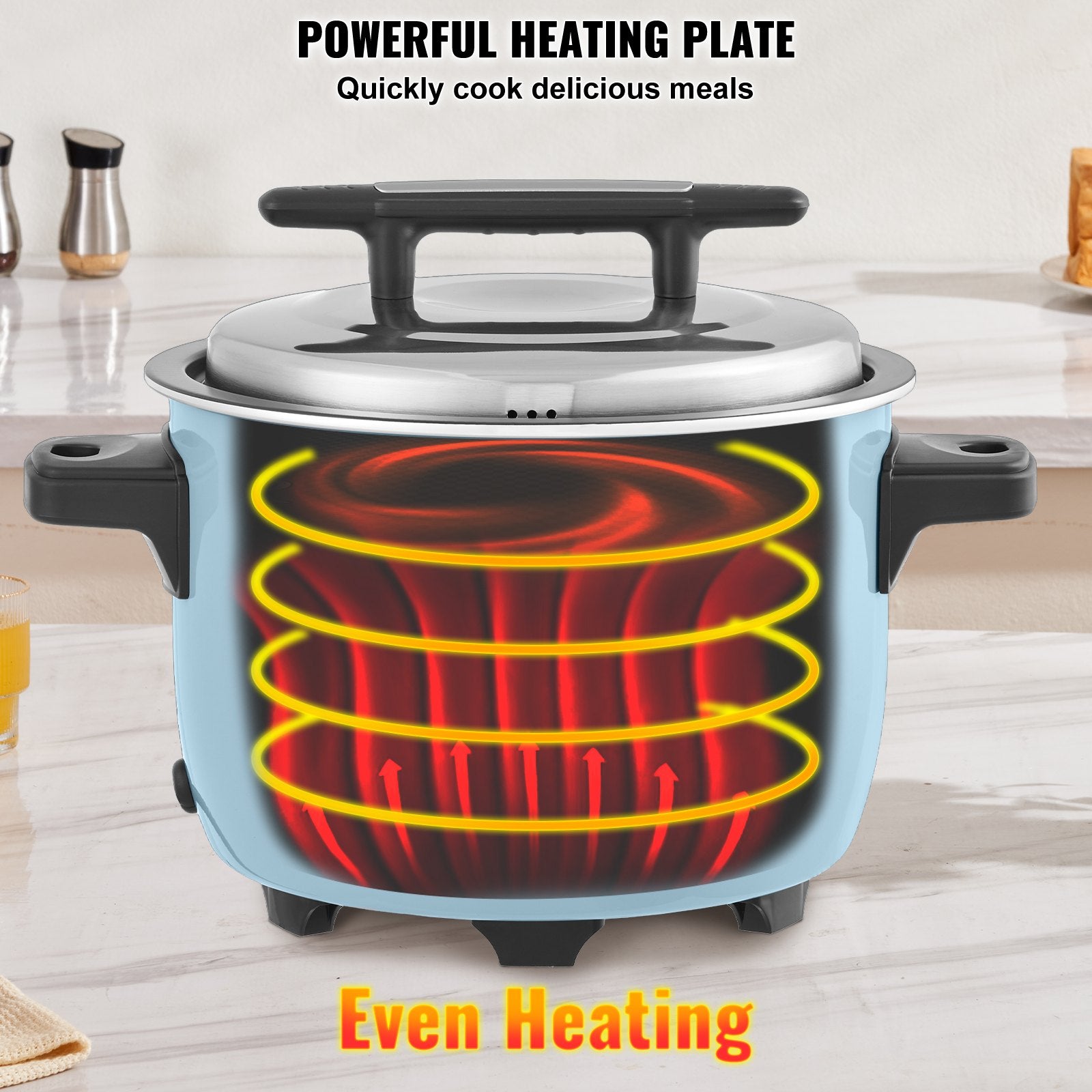 VEVOR Commercial Rice Cooker, 50-Cup Rice Cooker, 10 Liter Large Rice Cooker and Warmer with Nonstick Inner Pot, Fast Cooking and 24-Hour Keep Warm, with Rice Cup and Paddle, for Restaurant 5