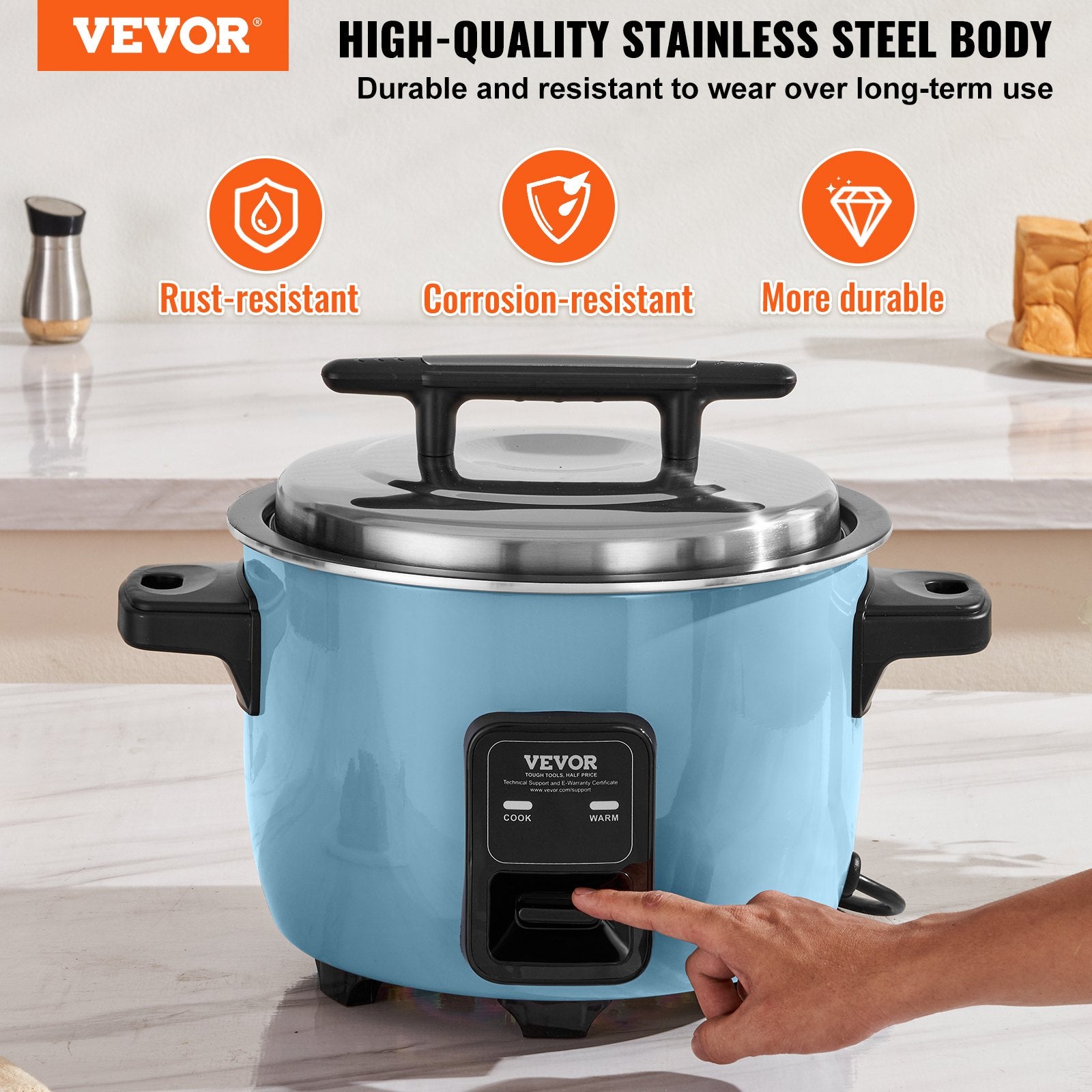 VEVOR Commercial Rice Cooker, 60-Cup Rice Cooker, 13 Liter Large Rice Cooker and Warmer with Nonstick Inner Pot, Fast Cooking and 24-Hour Keep Warm, with Rice Cup and Paddle, for Restaurant