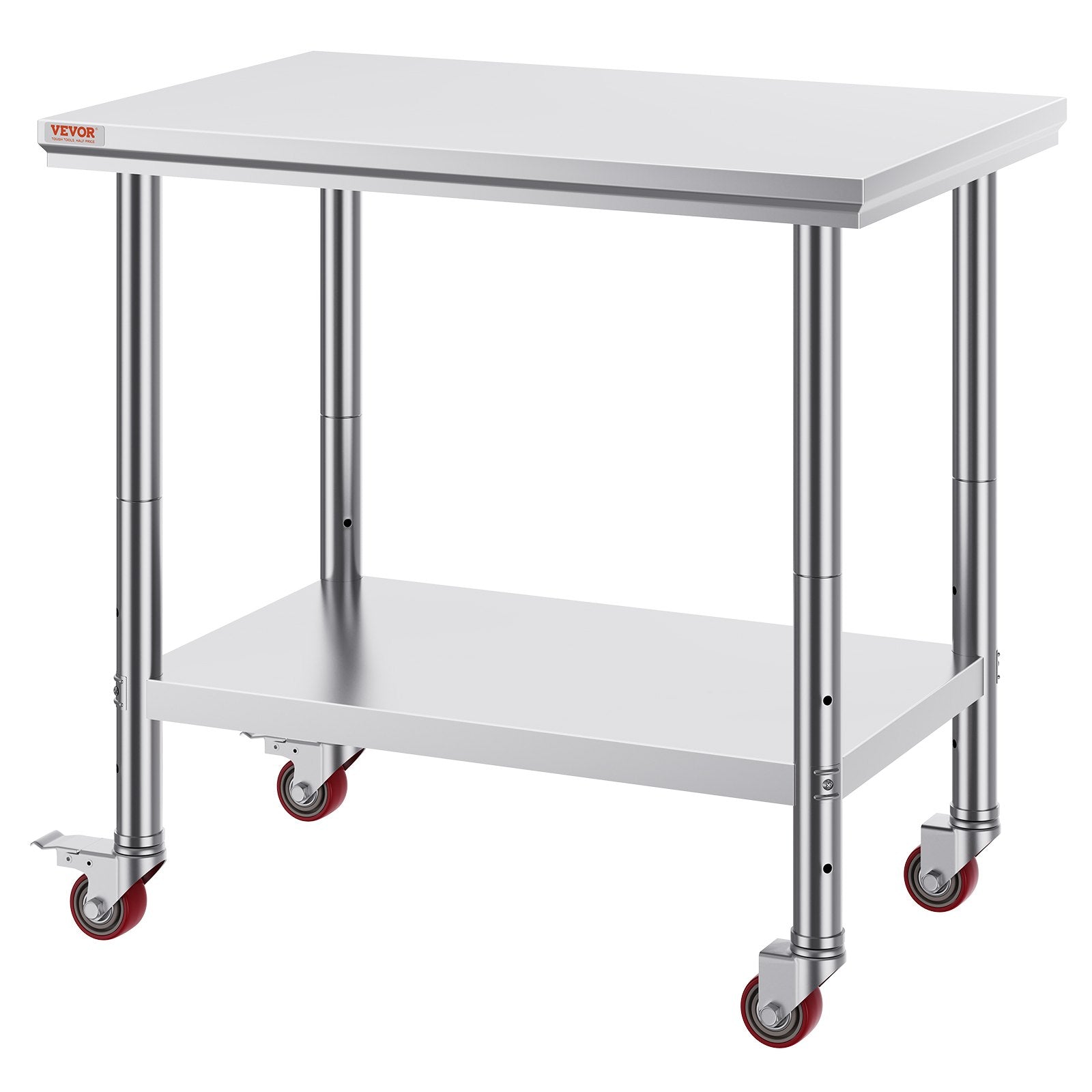 VEVOR Stainless Steel Work Table 36x24 Inch with 4 Wheels Commercial Food Prep Worktable with Casters Heavy Duty Work Table for Commercial Kitchen Restaurant 9