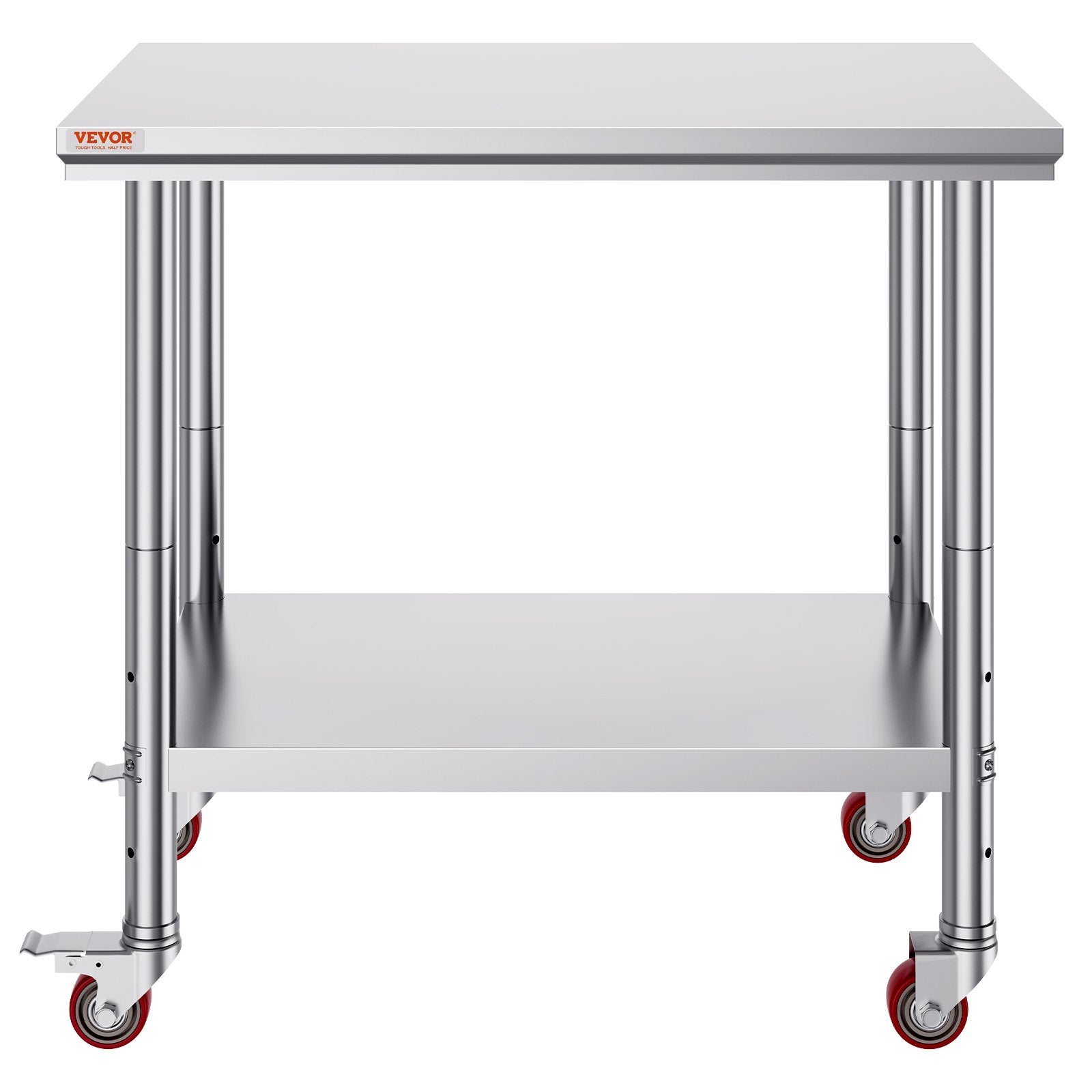 VEVOR Stainless Steel Work Table 36x24 Inch with 4 Wheels Commercial Food Prep Worktable with Casters Heavy Duty Work Table for Commercial Kitchen Restaurant 10