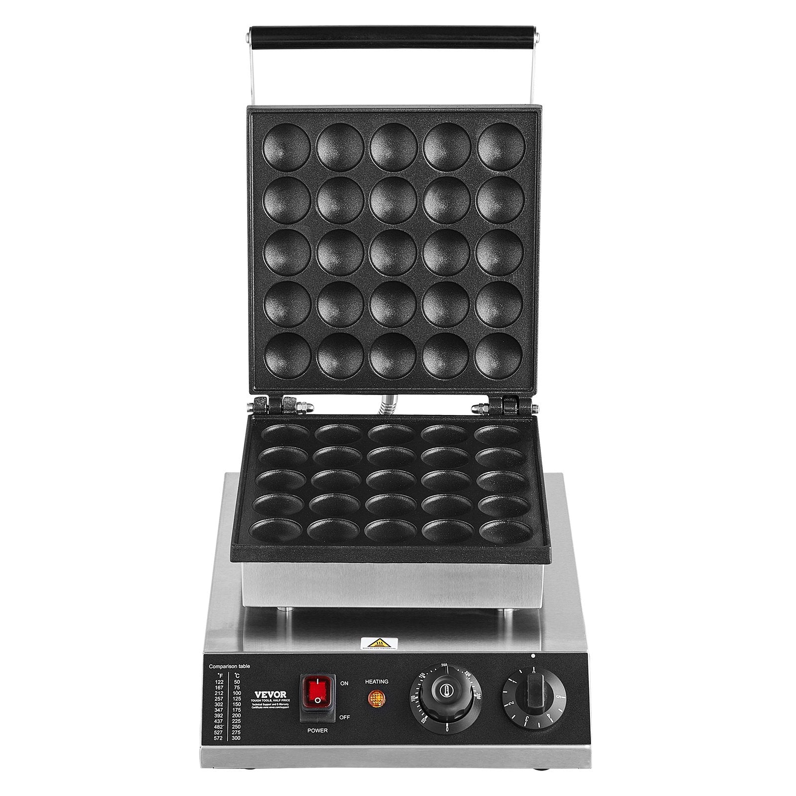 VEVOR Mini Dutch Pancake Maker, 25PCS 43mm Diameter Dorayaki Baker Machine, 1700W Commercial Electric Poffertjes Grill, Non-stick Stainless Steel, Temp & Time Control, for Home Kitchen Restaurant 11