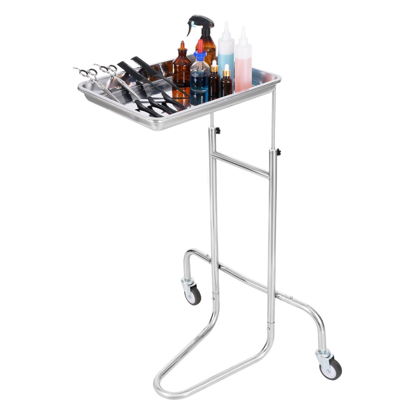 VEVOR Stainless Steel Lab Cart with Single Tray & 2 Silent Wheels for Lab Clinic 9