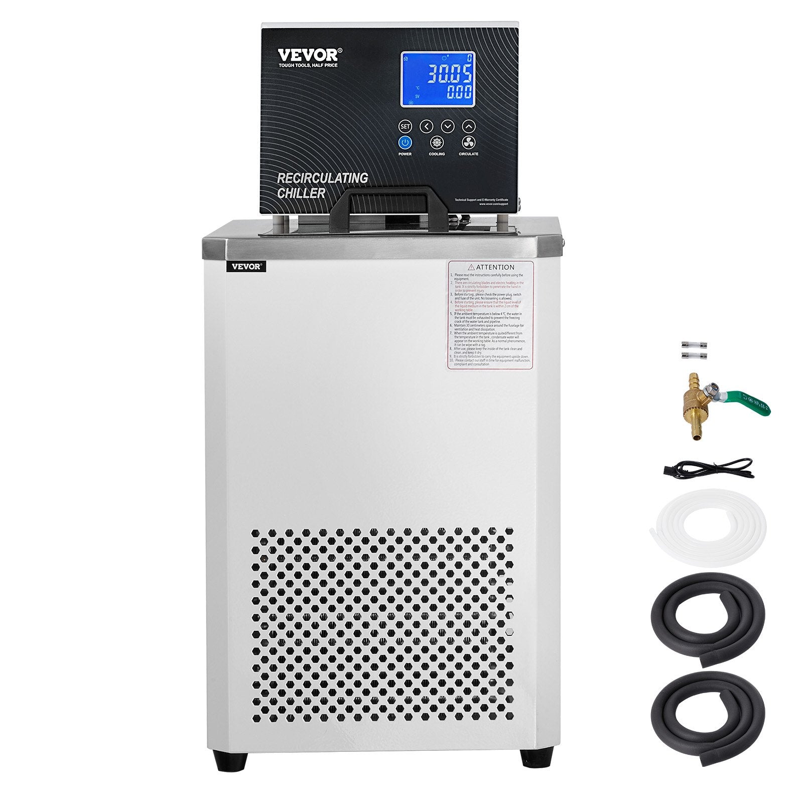 VEVOR Laboratory Chiller Circulator, 6L Chiller Lab Low Temperature Cooling Liquid, 23°F-212°F Circulator Pump Chiller, LCD Display, 304 Stainless Steel Water Bath Recirculating Water Cooling Chiller 9