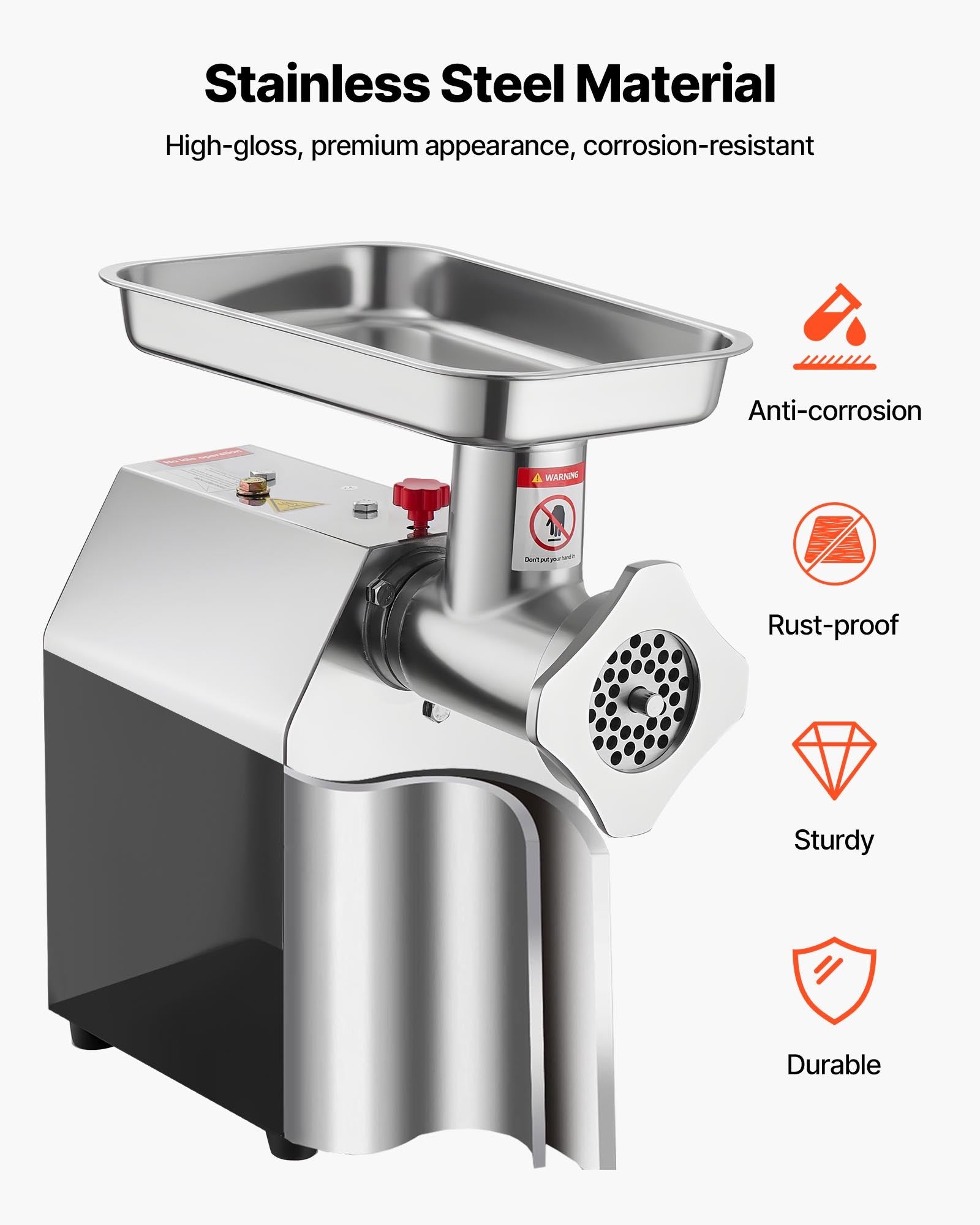 VEVOR Commercial Electric Meat Grinder 9.2 Lbs/Min Sausage Stuffer Maker Kitchen 5