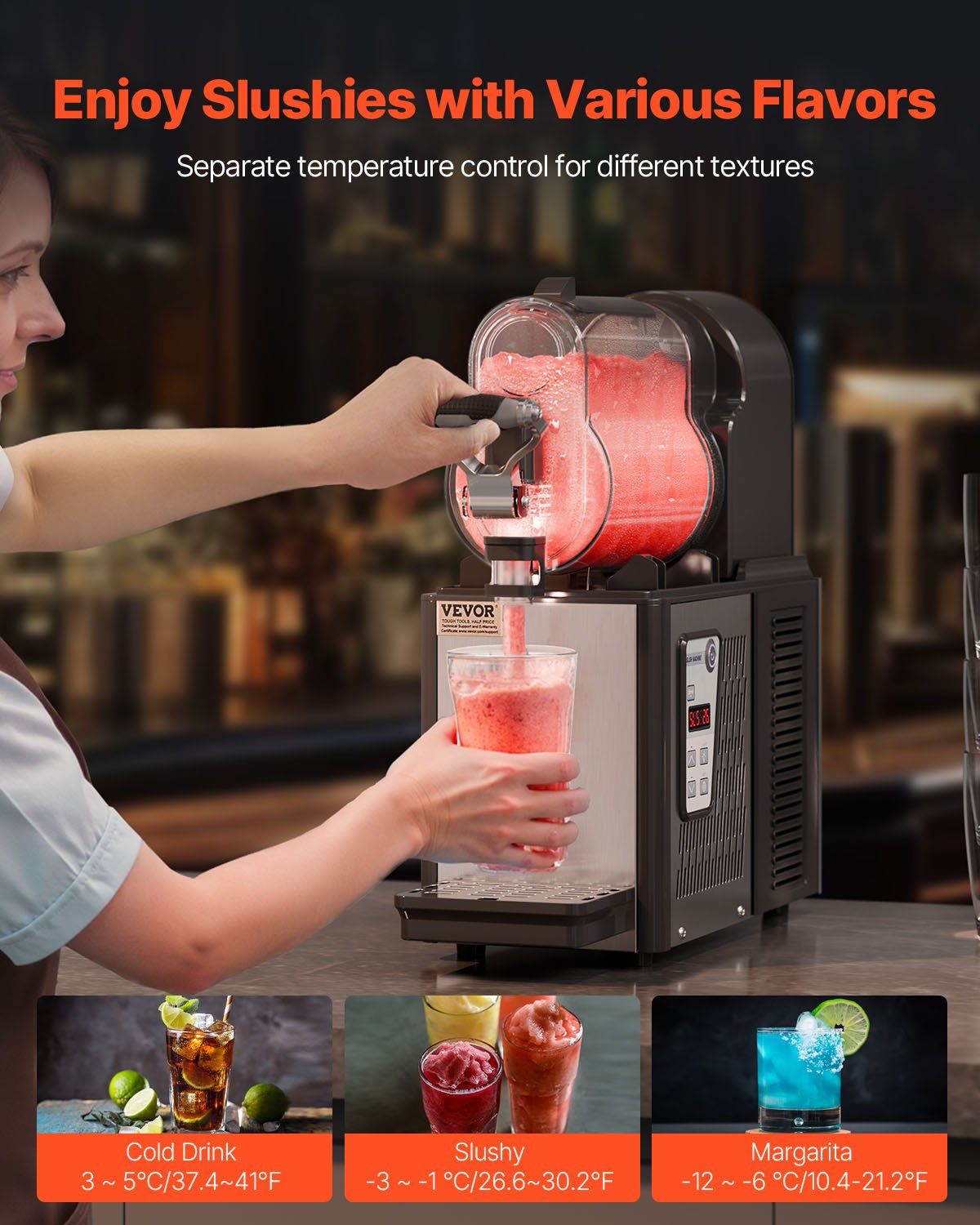 VEVOR 3L Commercial Slushy Machine Margarita Smoothie Frozen Drink Maker 3