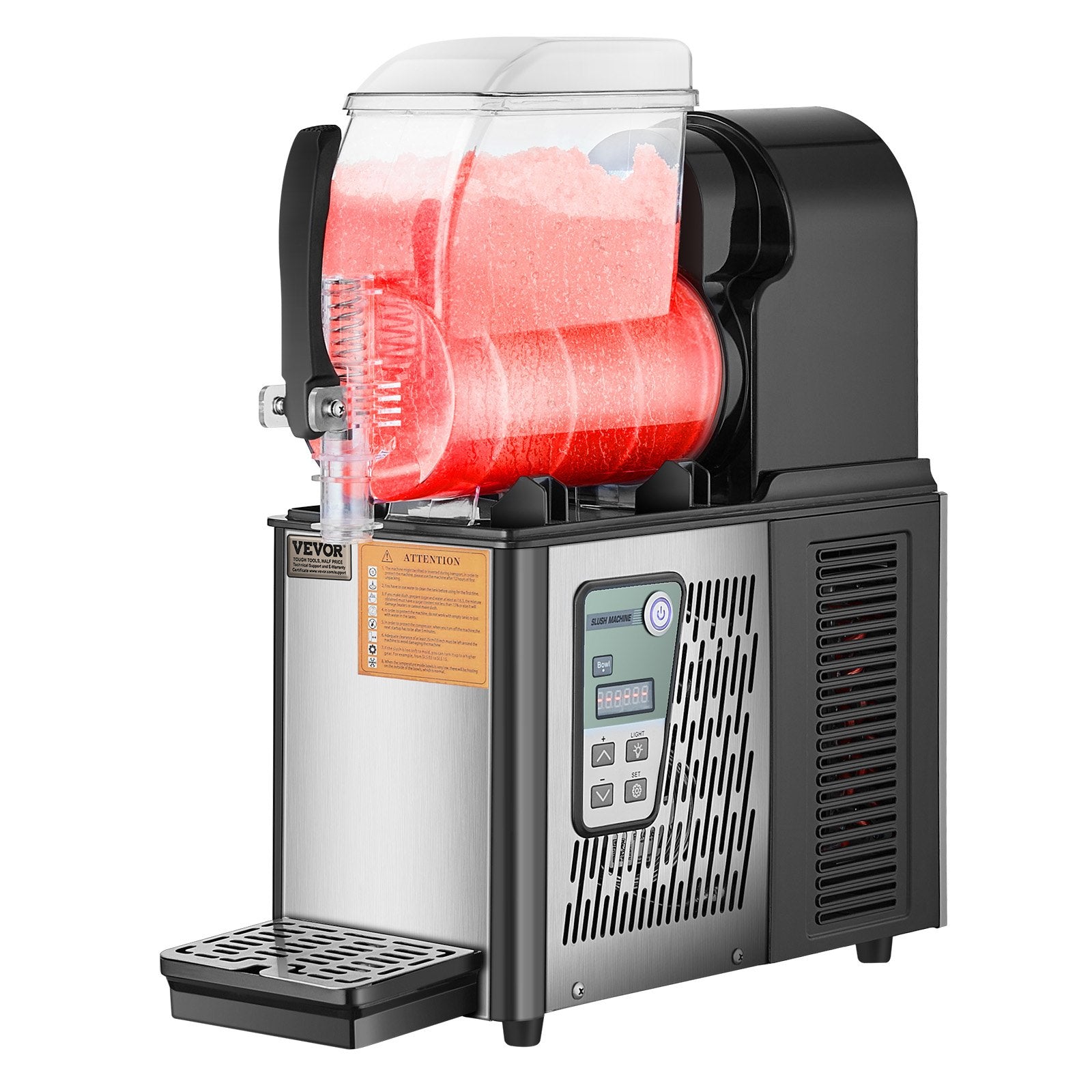 VEVOR Commercial Slushy Machine, 4L Single Tank Frozen Drink Machine, 16 Cups Stainless Steel Margarita Smoothie Frozen Drink Maker, Slushie Maker for Home Party Restaurants Cafe Bars 10