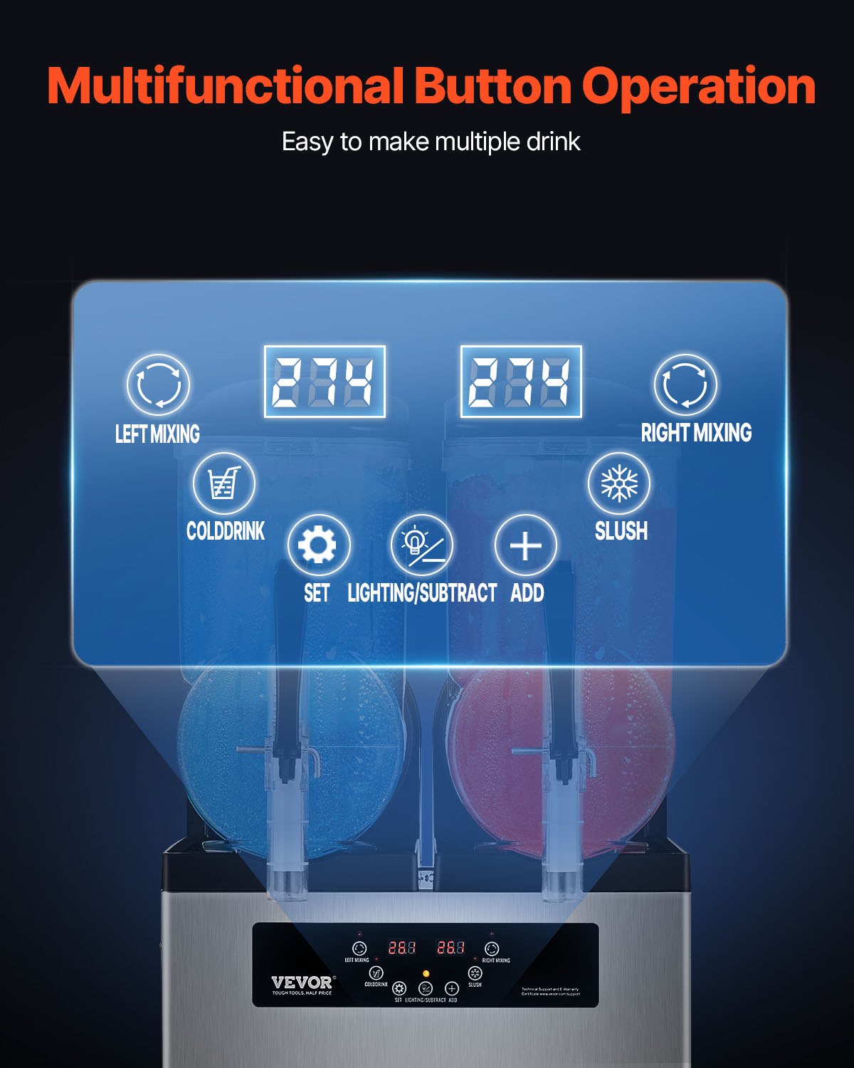 VEVOR 12Lx2 Tank Commercial Slushy Machine Margarita Smoothie Frozen Drink Maker 4