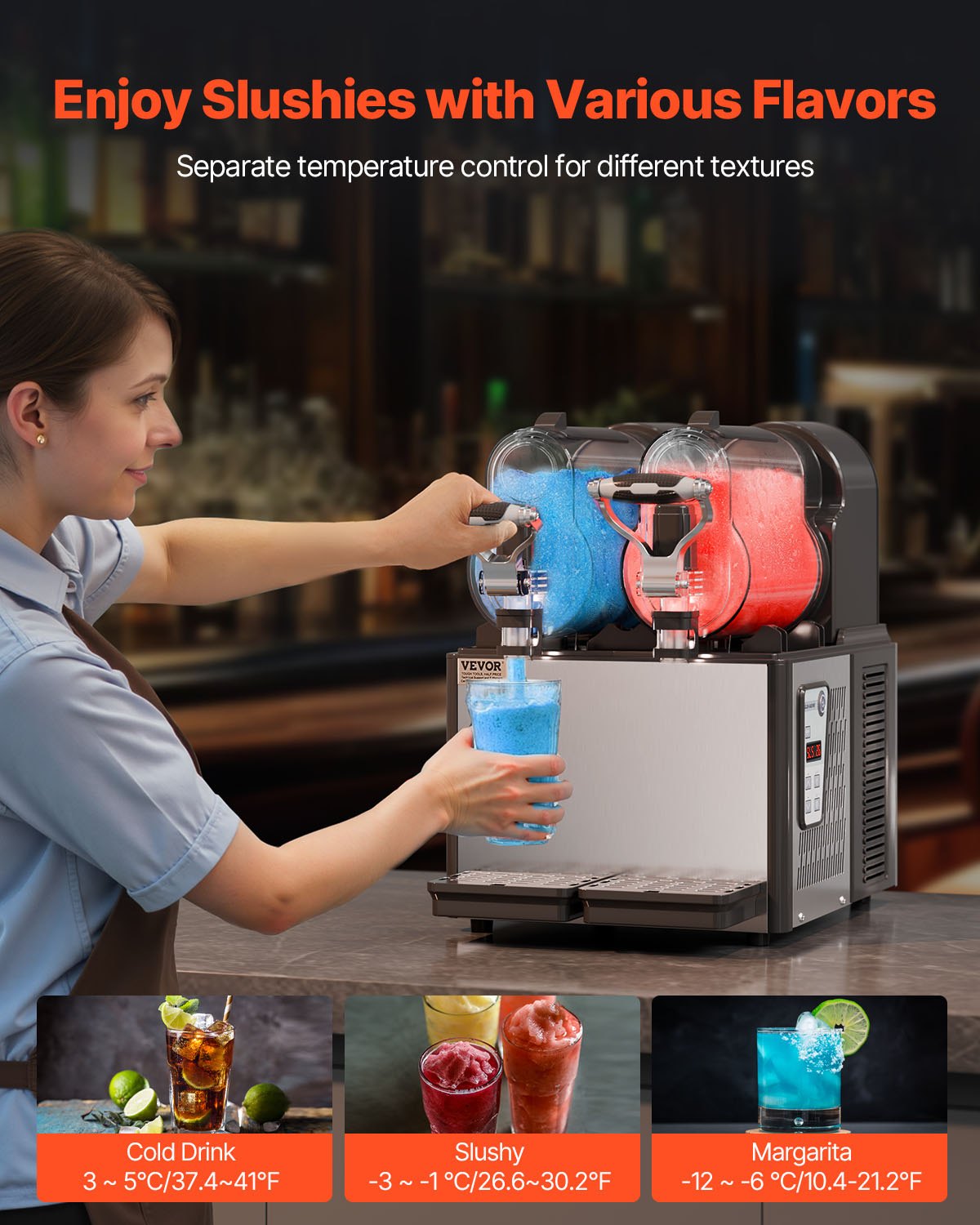 VEVOR 3Lx2 Tank Commercial Slushy Machine Margarita Smoothie Frozen Drink Maker 3