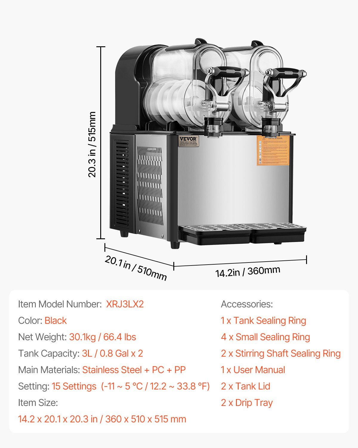 VEVOR 3Lx2 Tank Commercial Slushy Machine Margarita Smoothie Frozen Drink Maker 7
