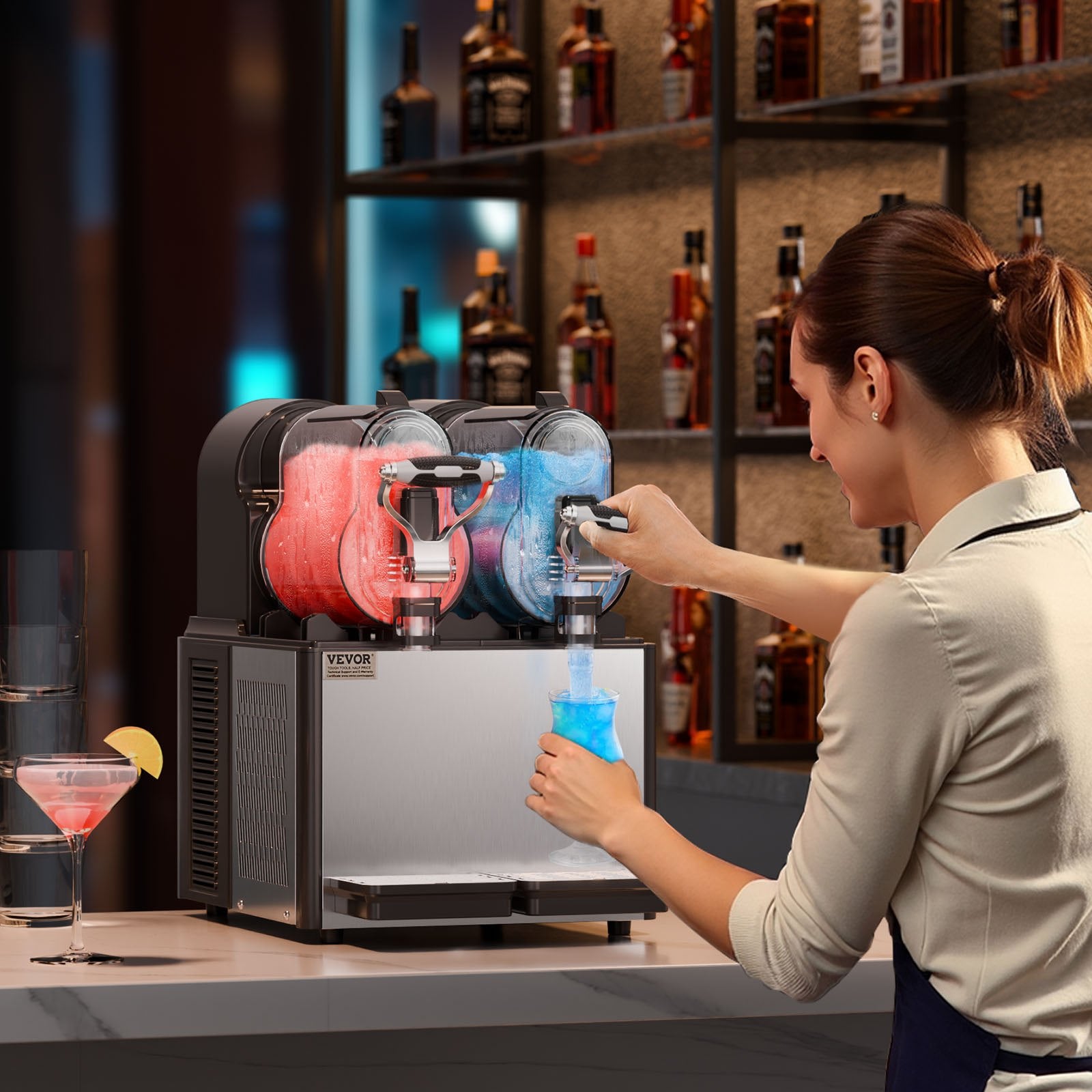 VEVOR 3Lx2 Tank Commercial Slushy Machine Margarita Smoothie Frozen Drink Maker 8