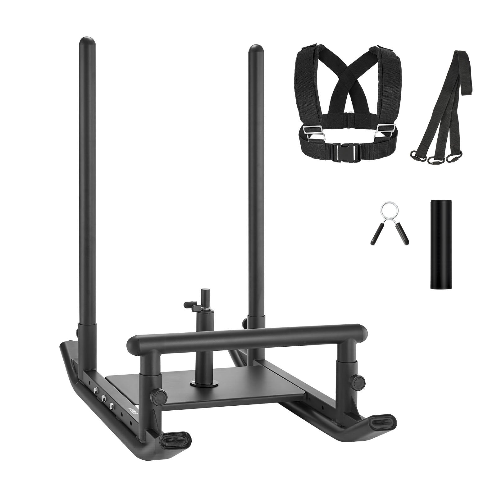VEVOR Weight Sled, Steel Power Sled, Fitness Strength Training Sleds for Athletic Exercise Speed Improvement, Workout Fitness Equipment with Handle, Compatible with 25/51 mm Weight Plates, Black 9