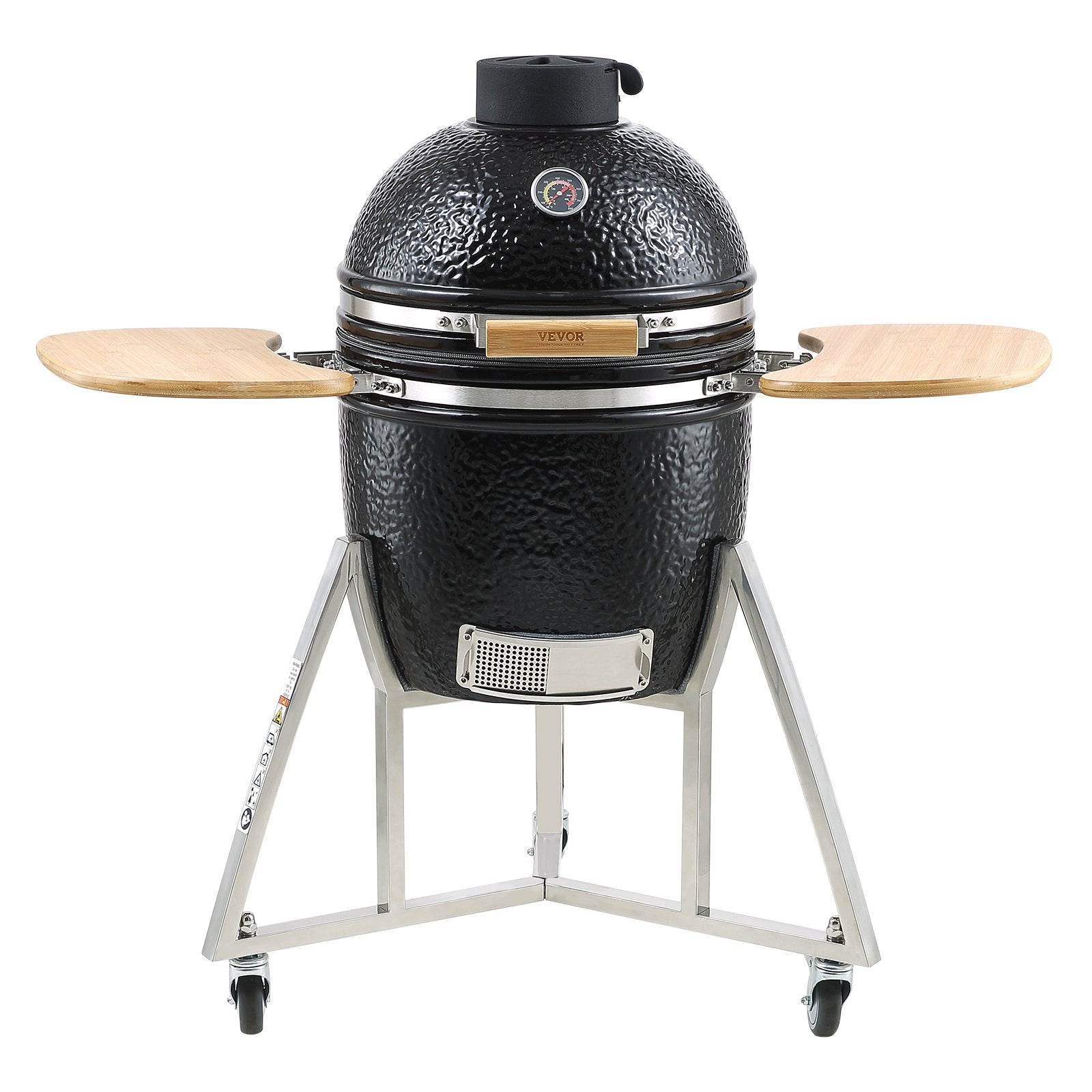 VEVOR Portable Charcoal Grill, Propane Gas Grills with Cover and Cart, Heavy Duty Stainless Steel BBQ Grill, Mini Smoker for Outdoor Cooking, Barbecue Camping, Picnic, and Backyard, Black 10