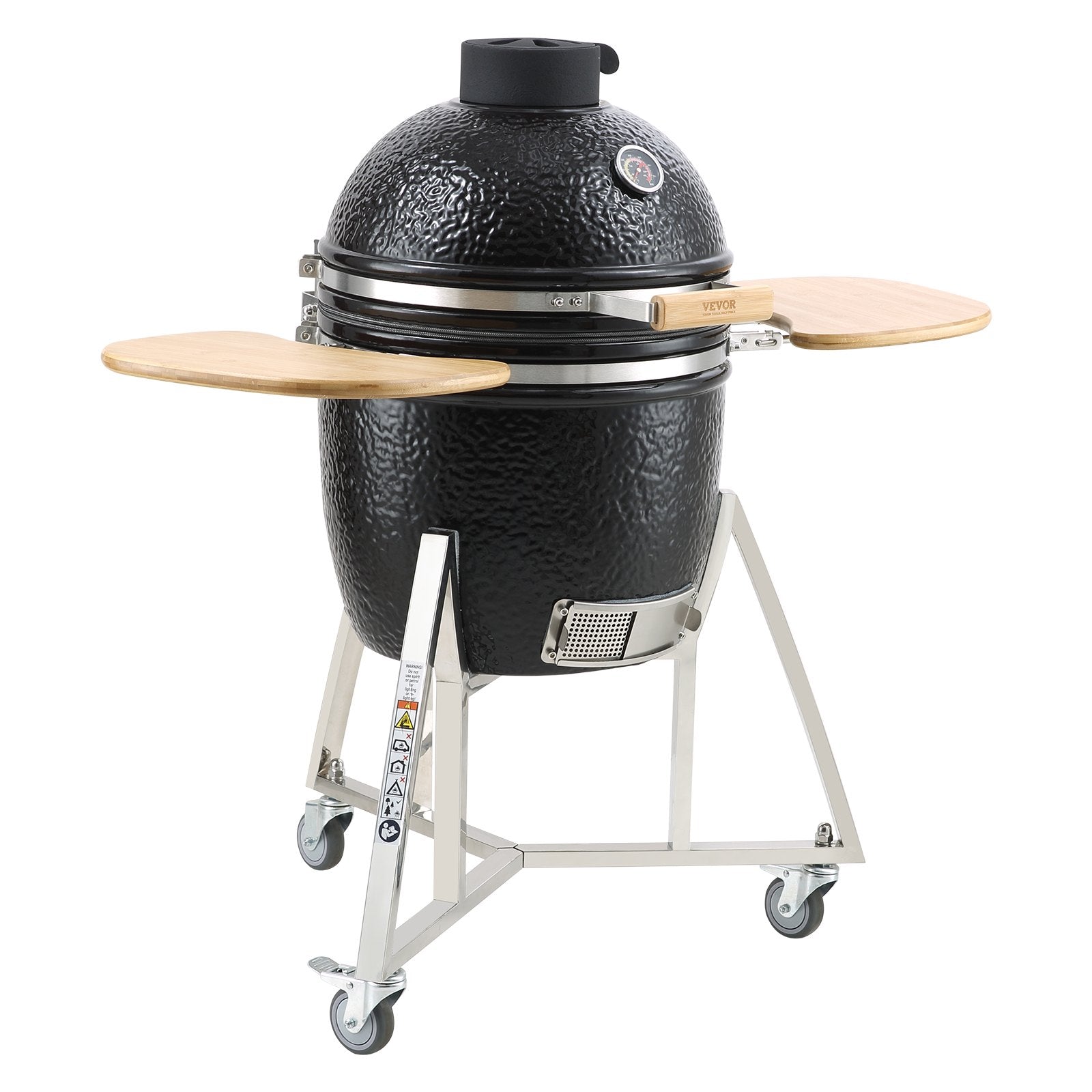 VEVOR Portable Charcoal Grill, Propane Gas Grills with Cover and Cart, Heavy Duty Stainless Steel BBQ Grill, Mini Smoker for Outdoor Cooking, Barbecue Camping, Picnic, and Backyard, Black 11