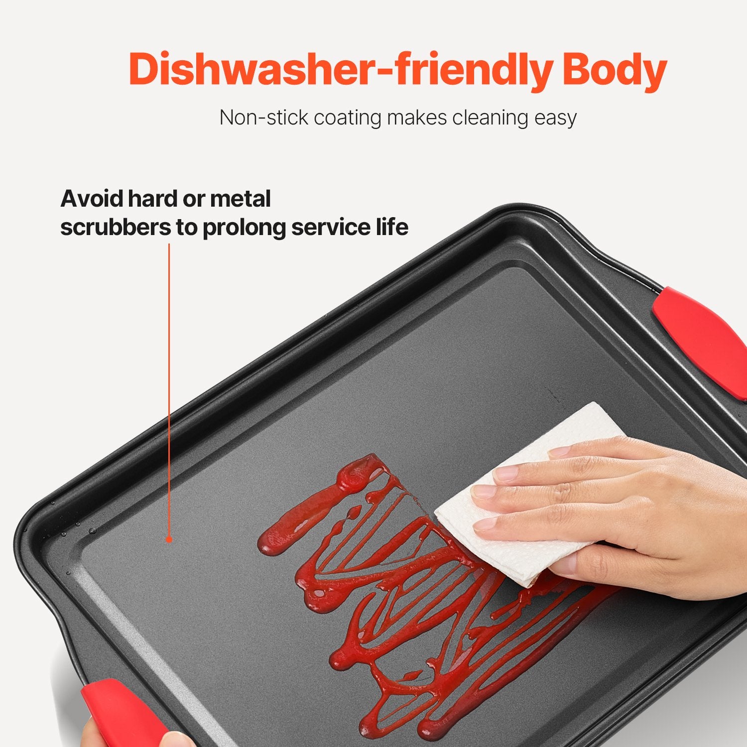 VEVOR Baking Pan Set 6-Piece Nonstick Carbon Steel Set with Silicone Handles 4