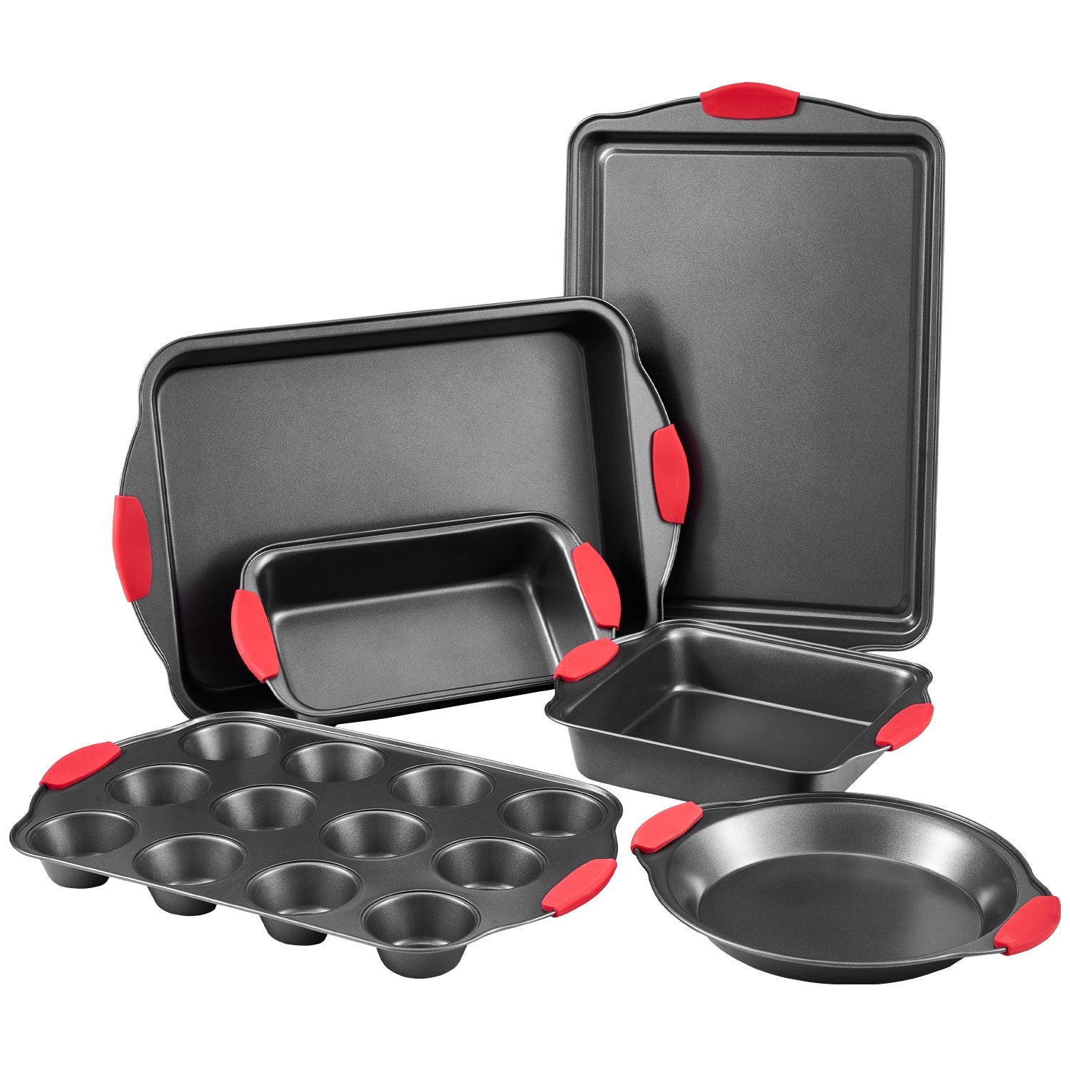 VEVOR Baking Pan Set 6-Piece Nonstick Carbon Steel Set with Silicone Handles 10