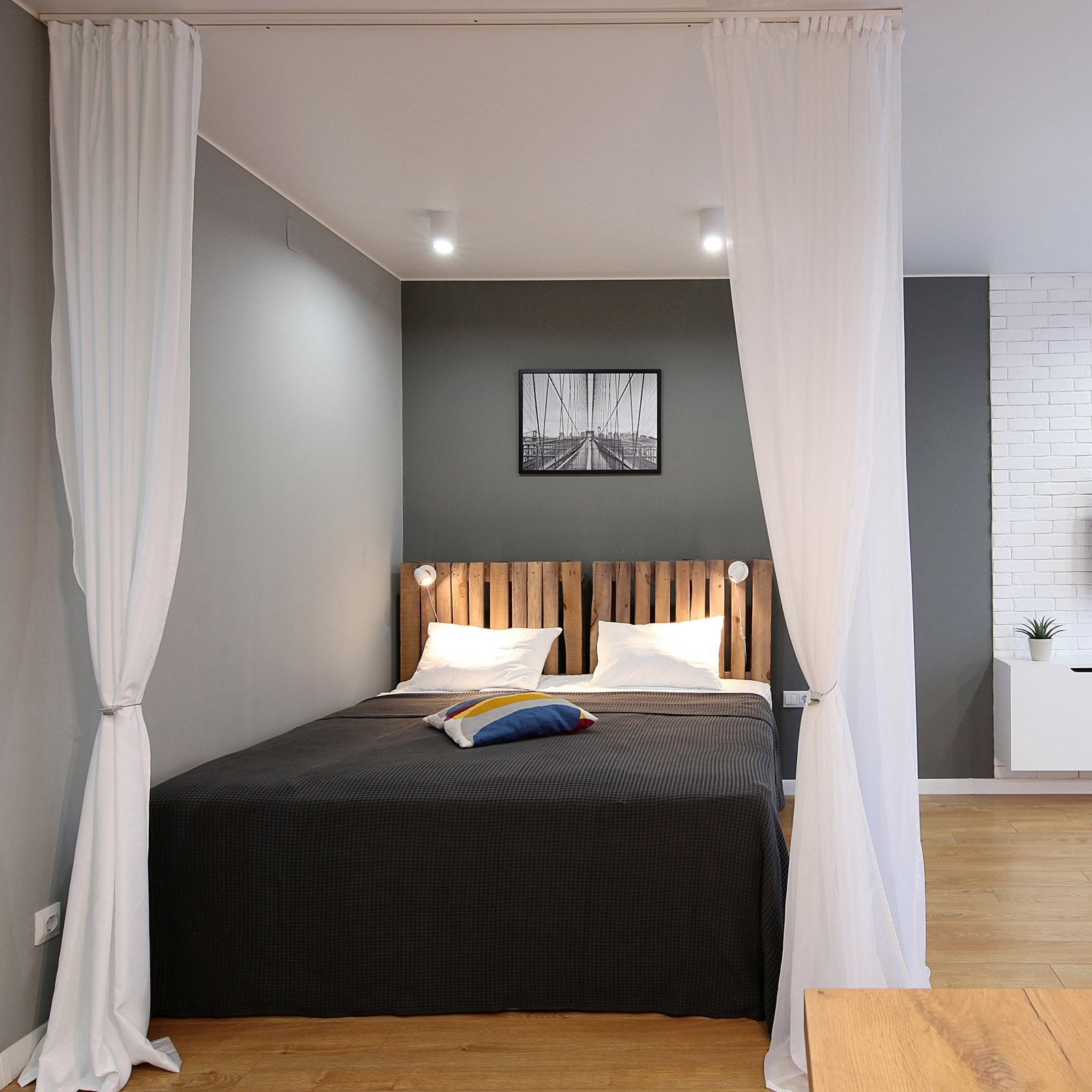 VEVOR Ceiling Curtain Track Set 5.9 FT/1.8 Meter_oom Divider with Hooks White 8