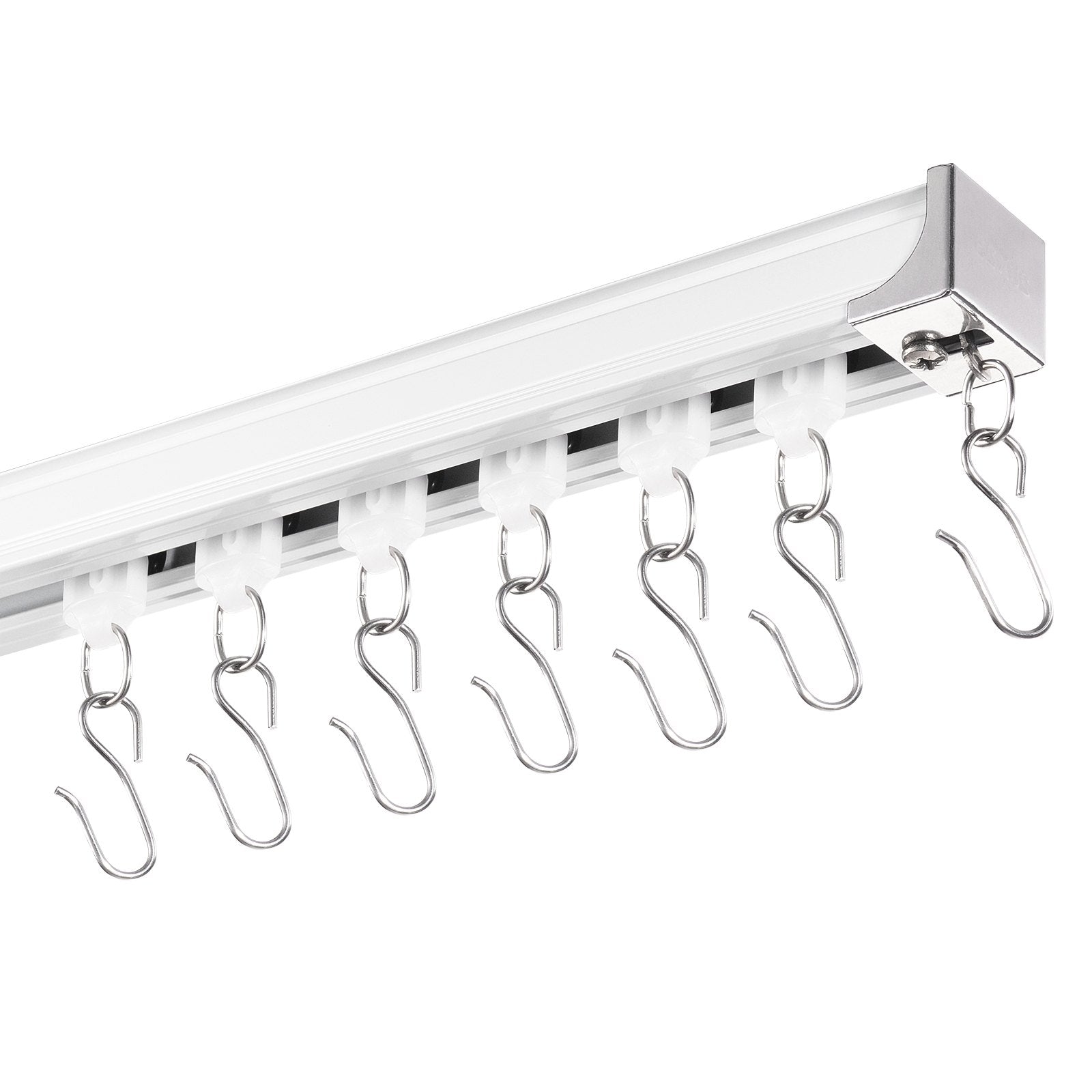 VEVOR Ceiling Curtain Track Set 5.9 FT/1.8 Meter_oom Divider with Hooks White 9