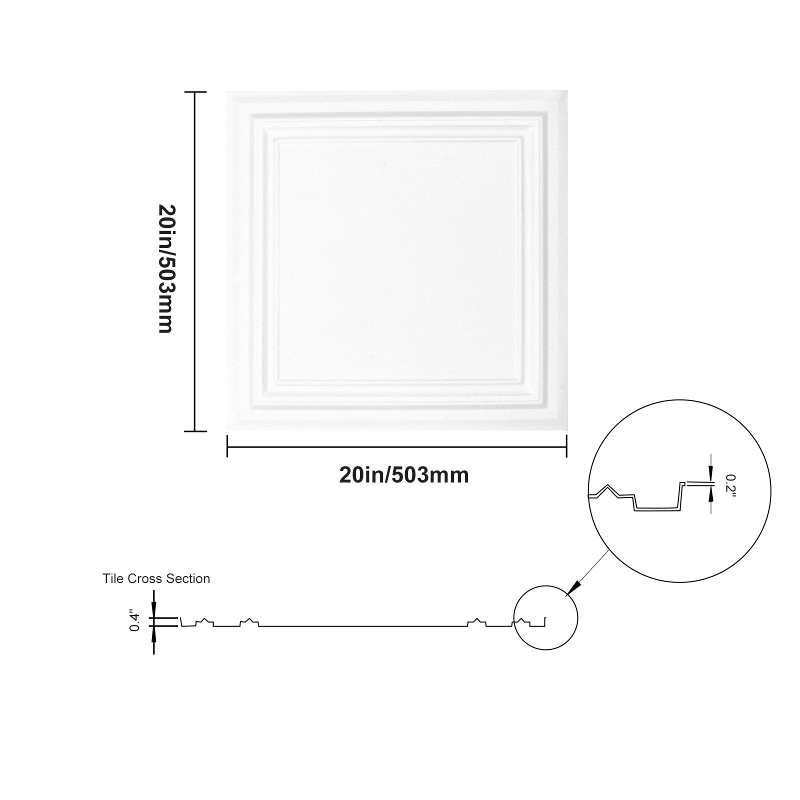 VEVOR Ceiling Tiles 48-Pack 20 x 20 in Polystyrene Easy Installation Glue-up 9
