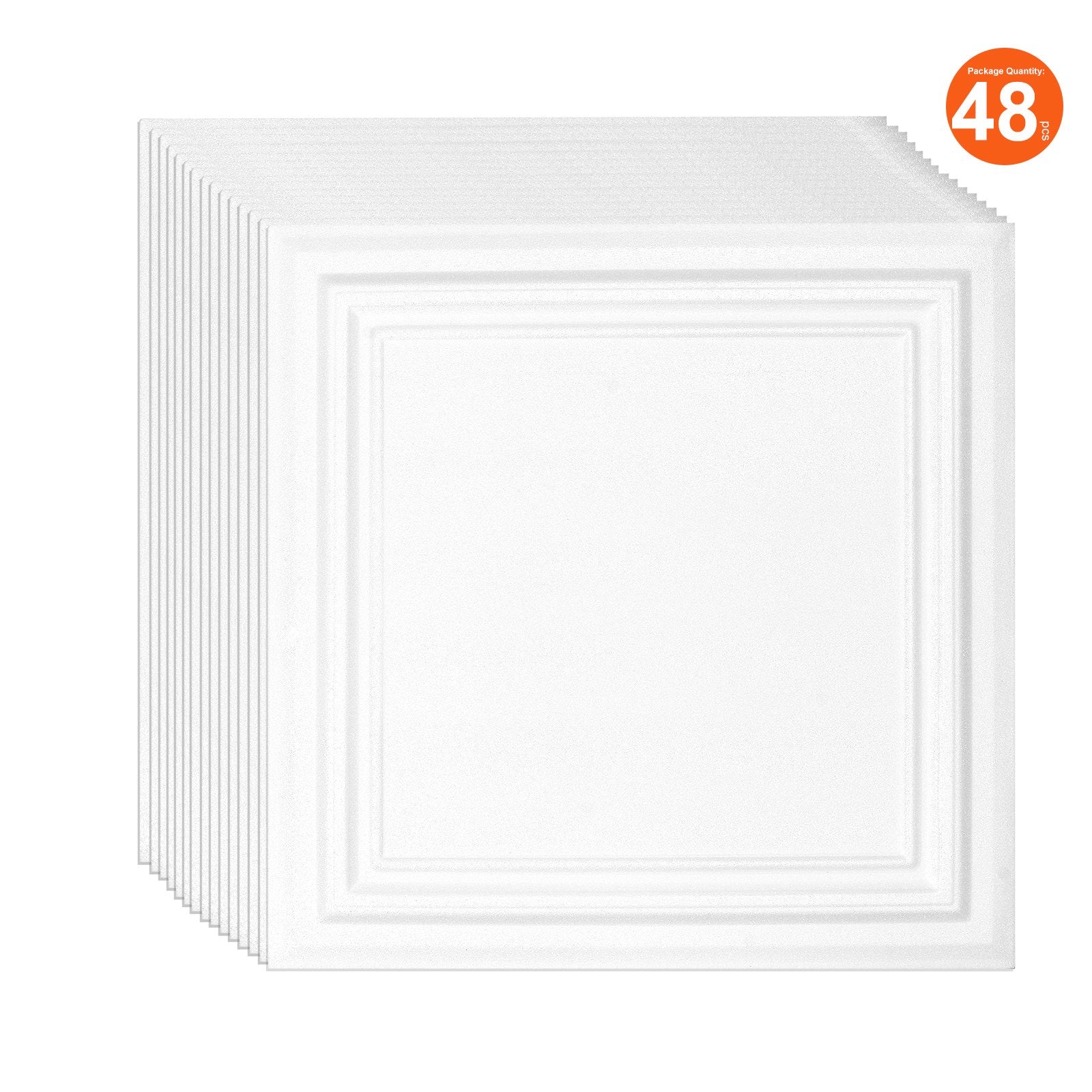 VEVOR Ceiling Tiles 48-Pack 20 x 20 in Polystyrene Easy Installation Glue-up 11