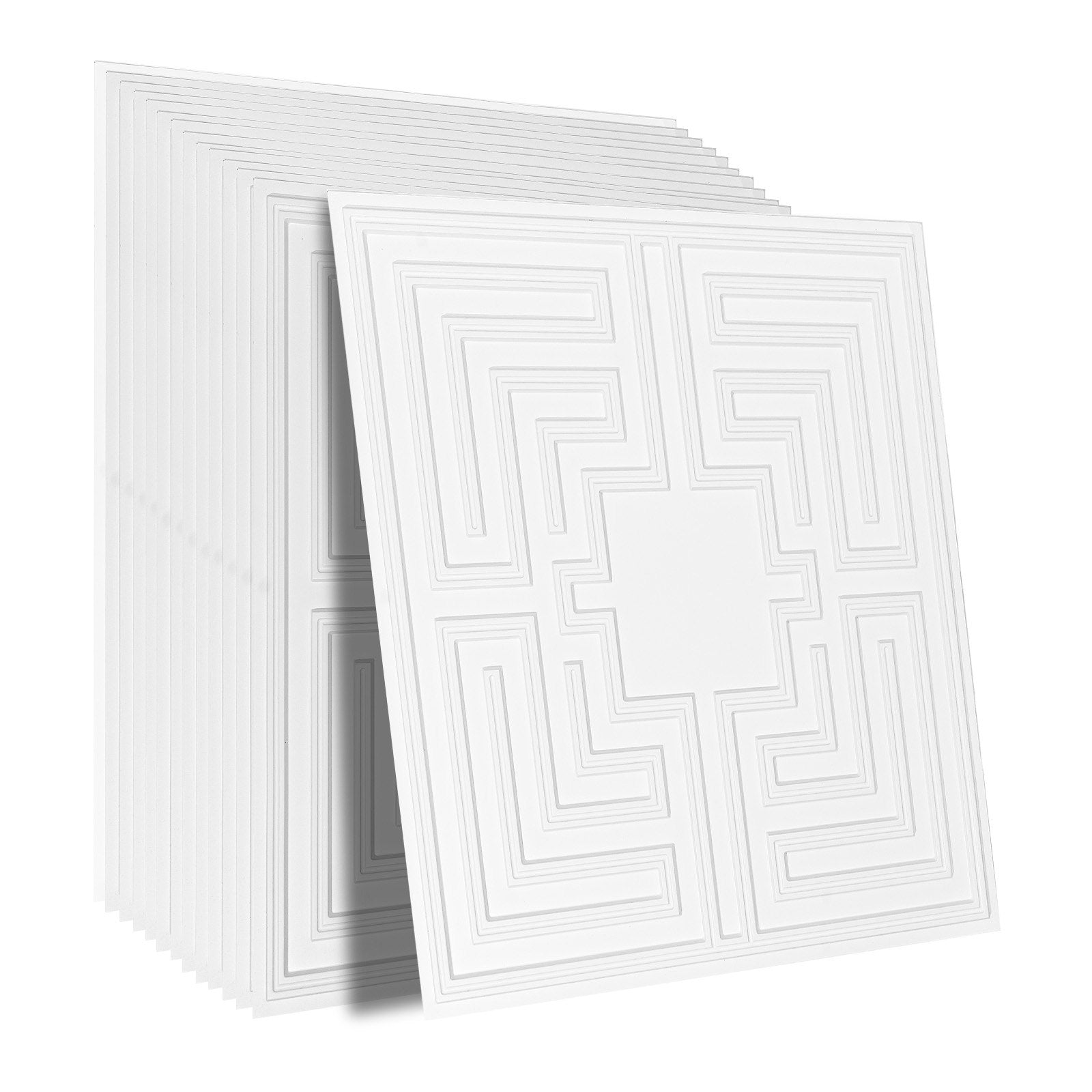 VEVOR Ceiling Tiles 12-Pack 24 x 24 in PVC Easy Installation White Echo Pattern 10