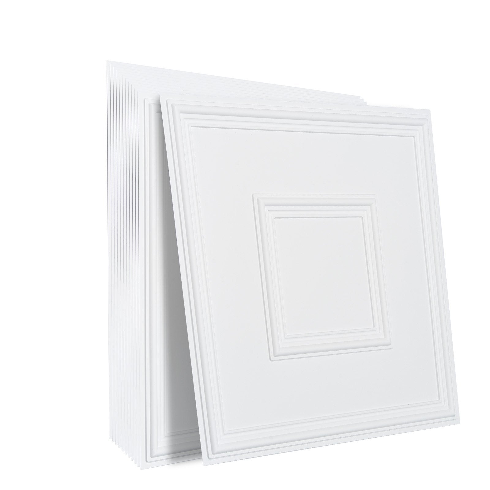 VEVOR Ceiling Tiles 12-Pack 24 x 24 in PVC Easy Installation White Geometric 10