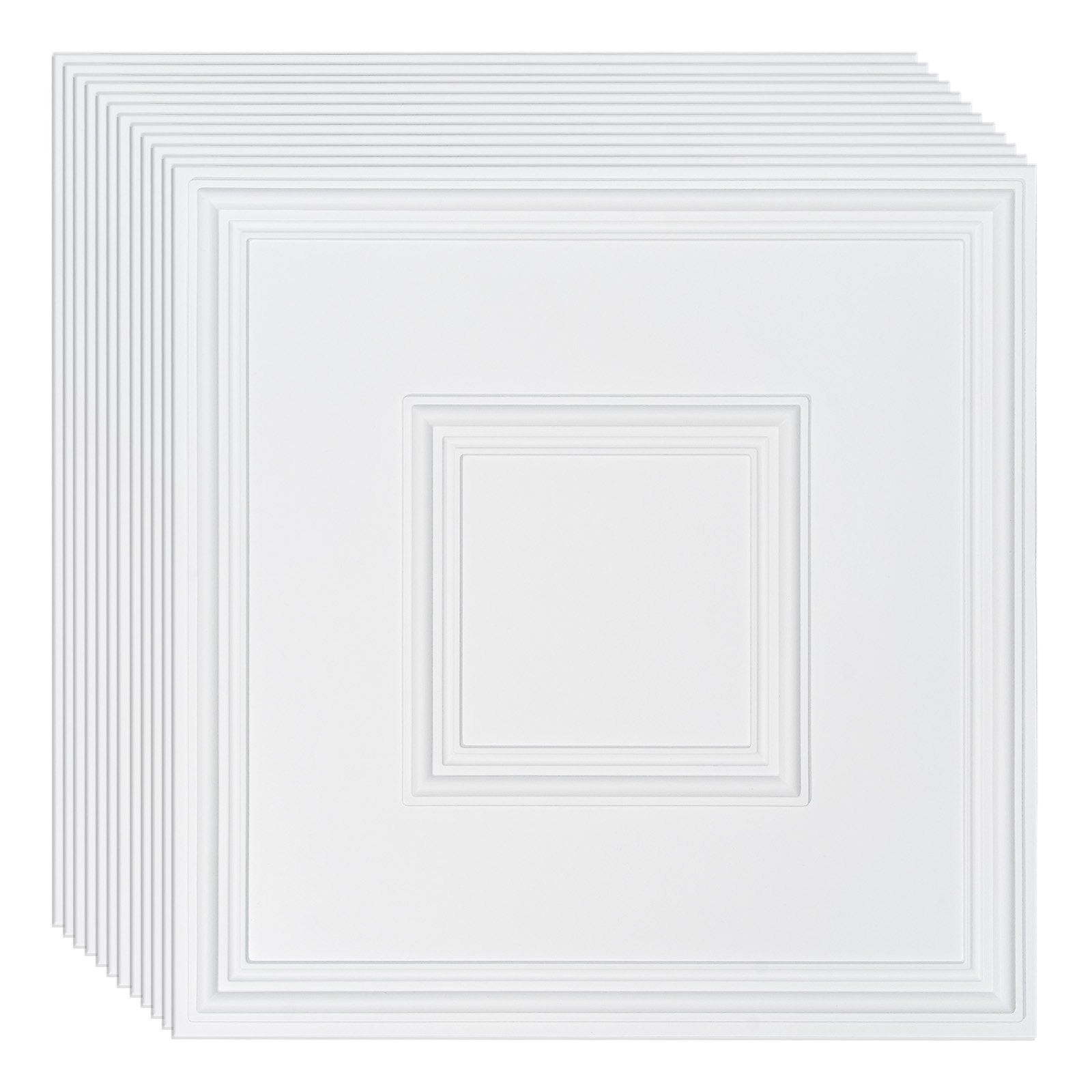 VEVOR Ceiling Tiles 12-Pack 24 x 24 in PVC Easy Installation White Geometric 11