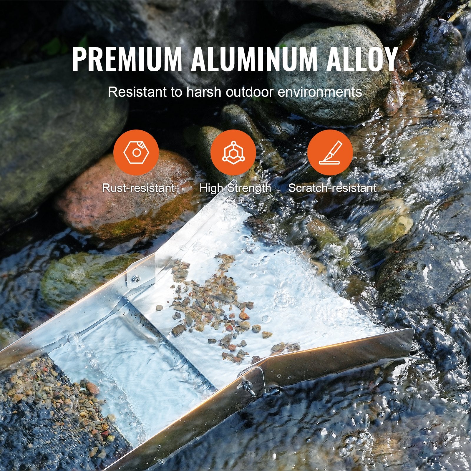 VEVOR Gold Panning Kit With Sluice Box, 50" Aluminum Gold Mining Equipment, 23 PCS Gold Prospecting Kit with Gold Pan, Classifier Screen, Separating Magnet, Drawstring Backpack and Accessories 3