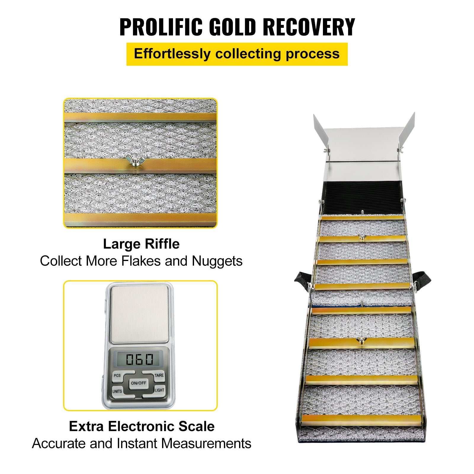 VEVOR Folding Aluminum Alloy Sluice Box, Compact 50" Sluice Boxes for Gold, Lightweight Gold Sluice Equipment, Portable Sluice Boxes with Miner's Moss, River, Creek, Gold Panning, Prospecting, Dredg 6