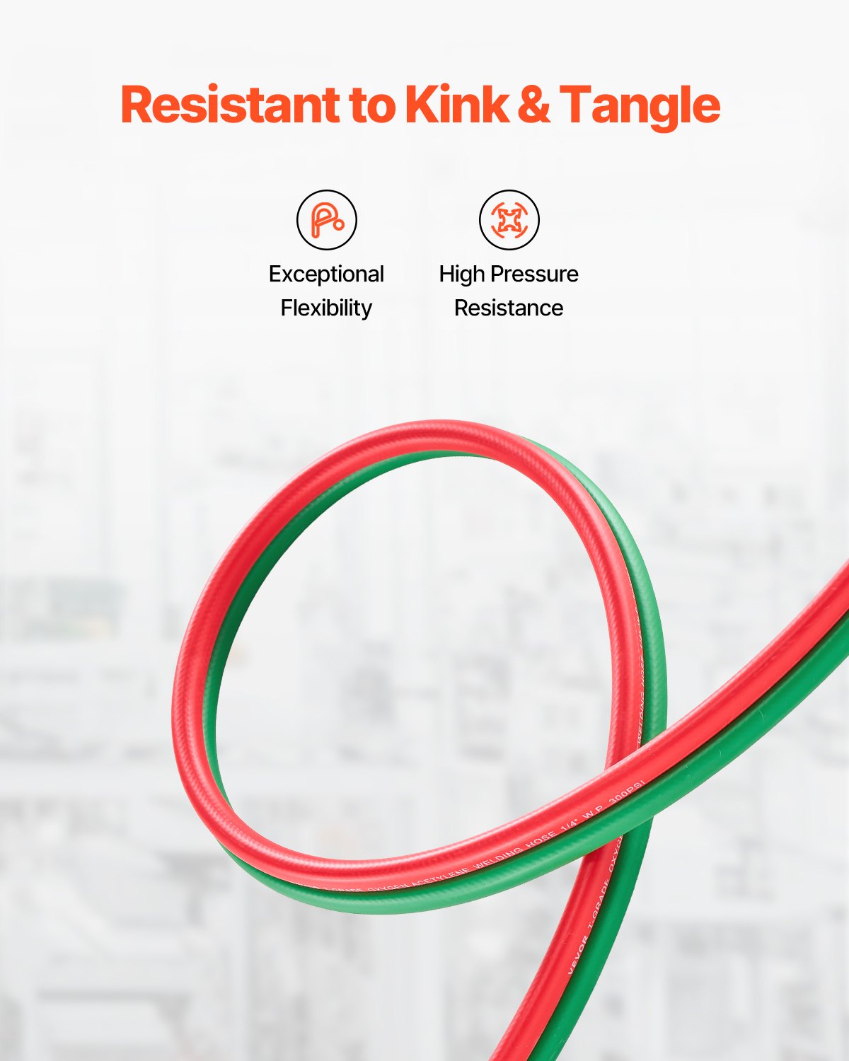 Oxygen Acetylene Hose 1/4-Inch x 50FT T Grade Hose 300PSI Max Working Pressure 4