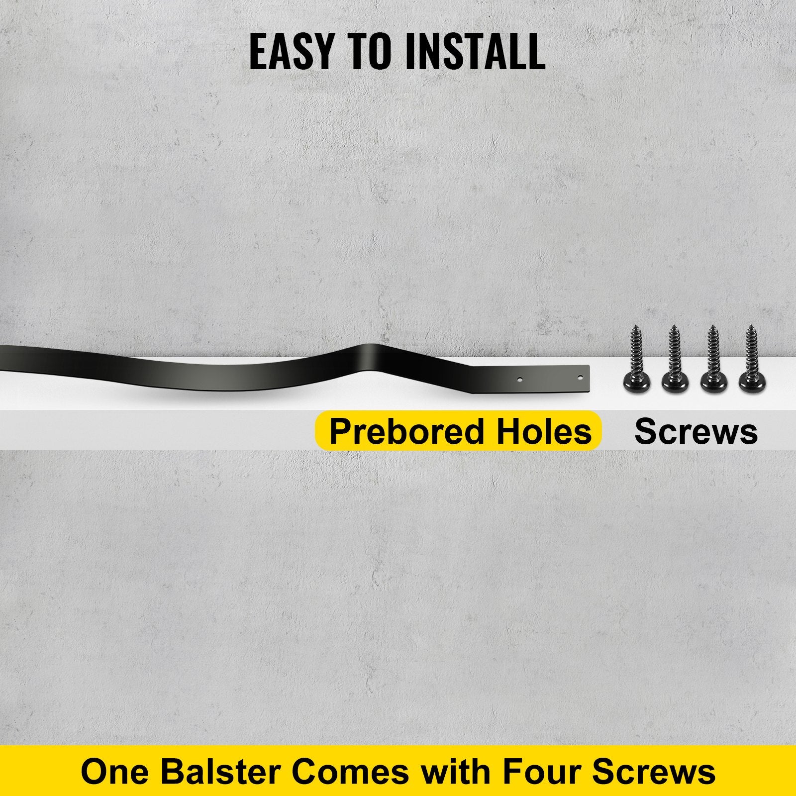 VEVOR Deck Balusters, 51 Pack Metal Deck Spindles, 32.25\"x1\" Staircase Baluster with Screws, Iron Deck Railing for Wood and Composite Deck, Stylish Baluster for Outdoor Stair Deck Porch 6