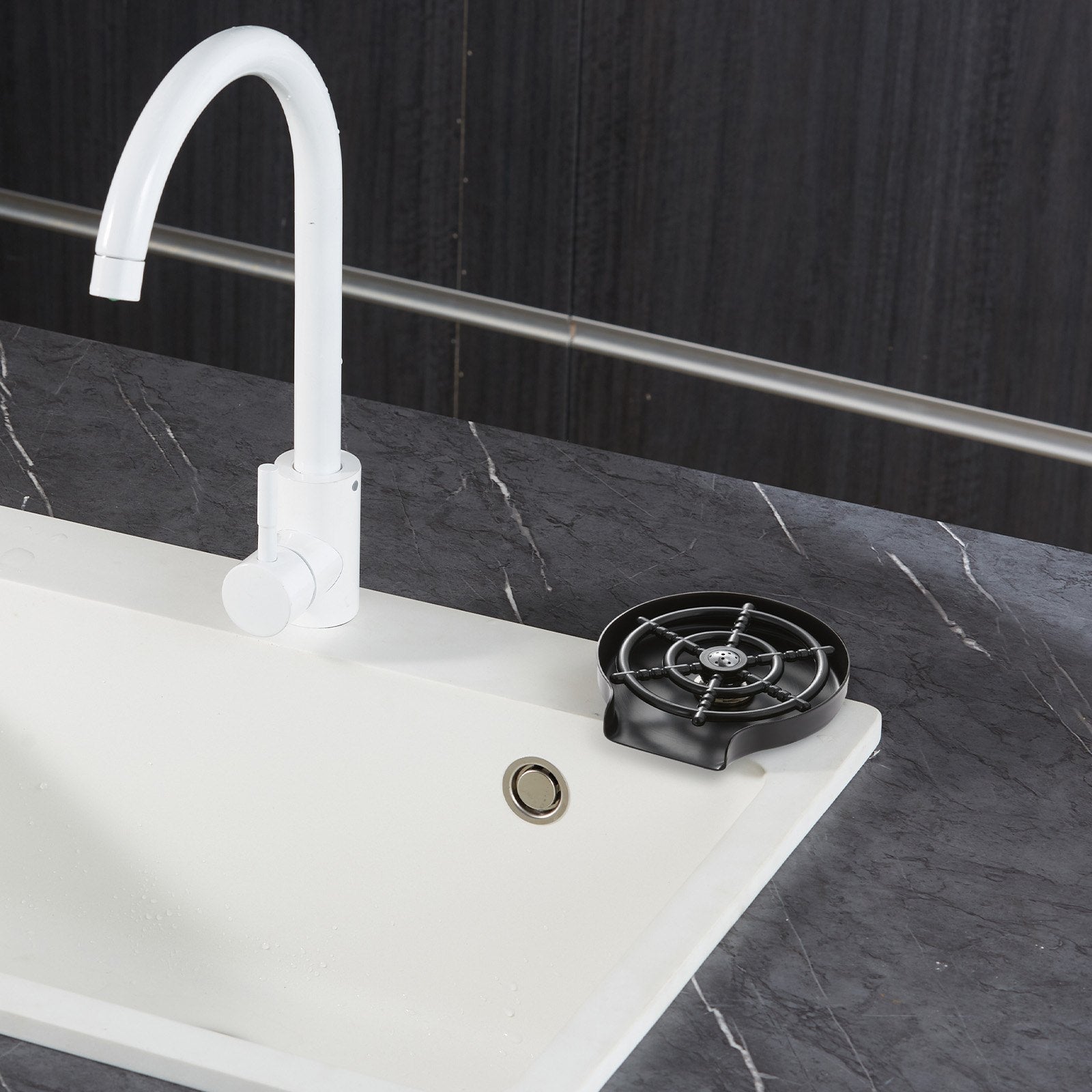 VEVOR Glass Rinser 10-Hole 360 Rotating Stainless Steel Washer ABS Cup Holder 8