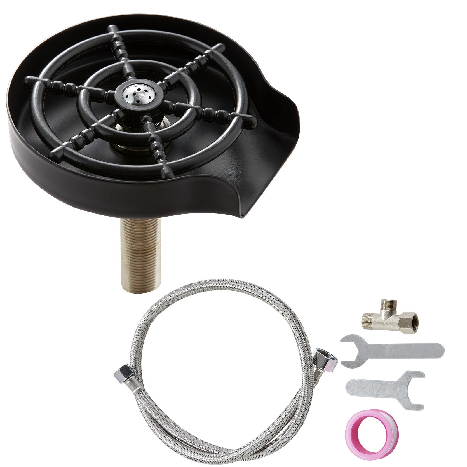 VEVOR Glass Rinser 10-Hole 360 Rotating Stainless Steel Washer ABS Cup Holder 9