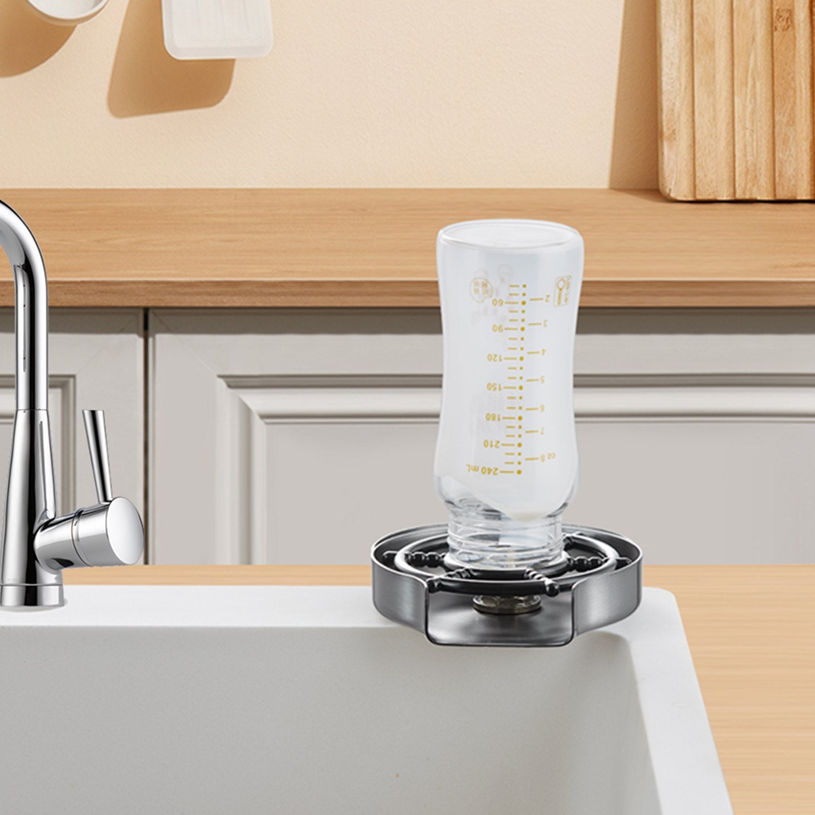 VEVOR Glass Rinser 10-Hole Rotating Stainless Steel Washer ABS Cup Holder 8