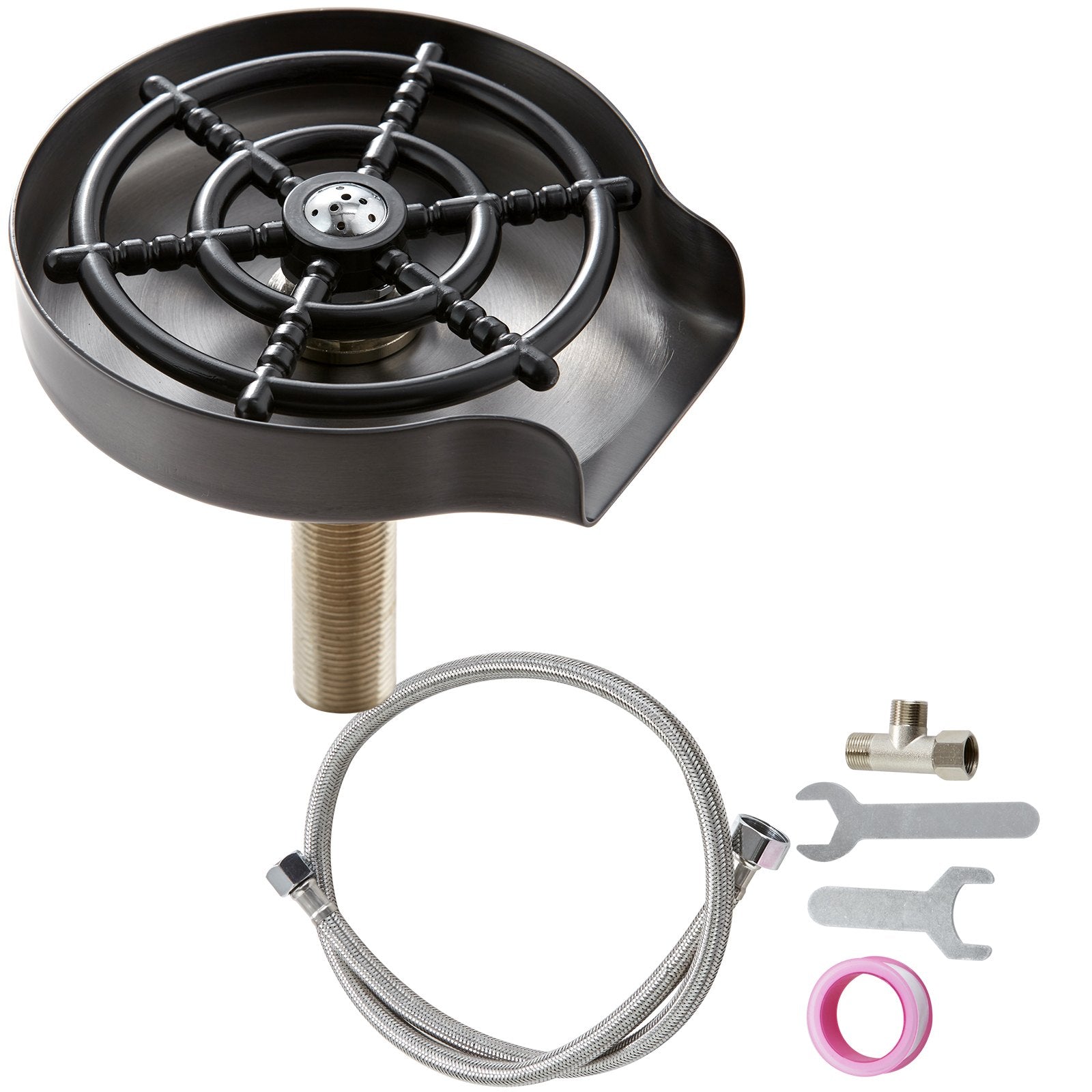 VEVOR Glass Rinser 10-Hole Rotating Stainless Steel Washer ABS Cup Holder 9