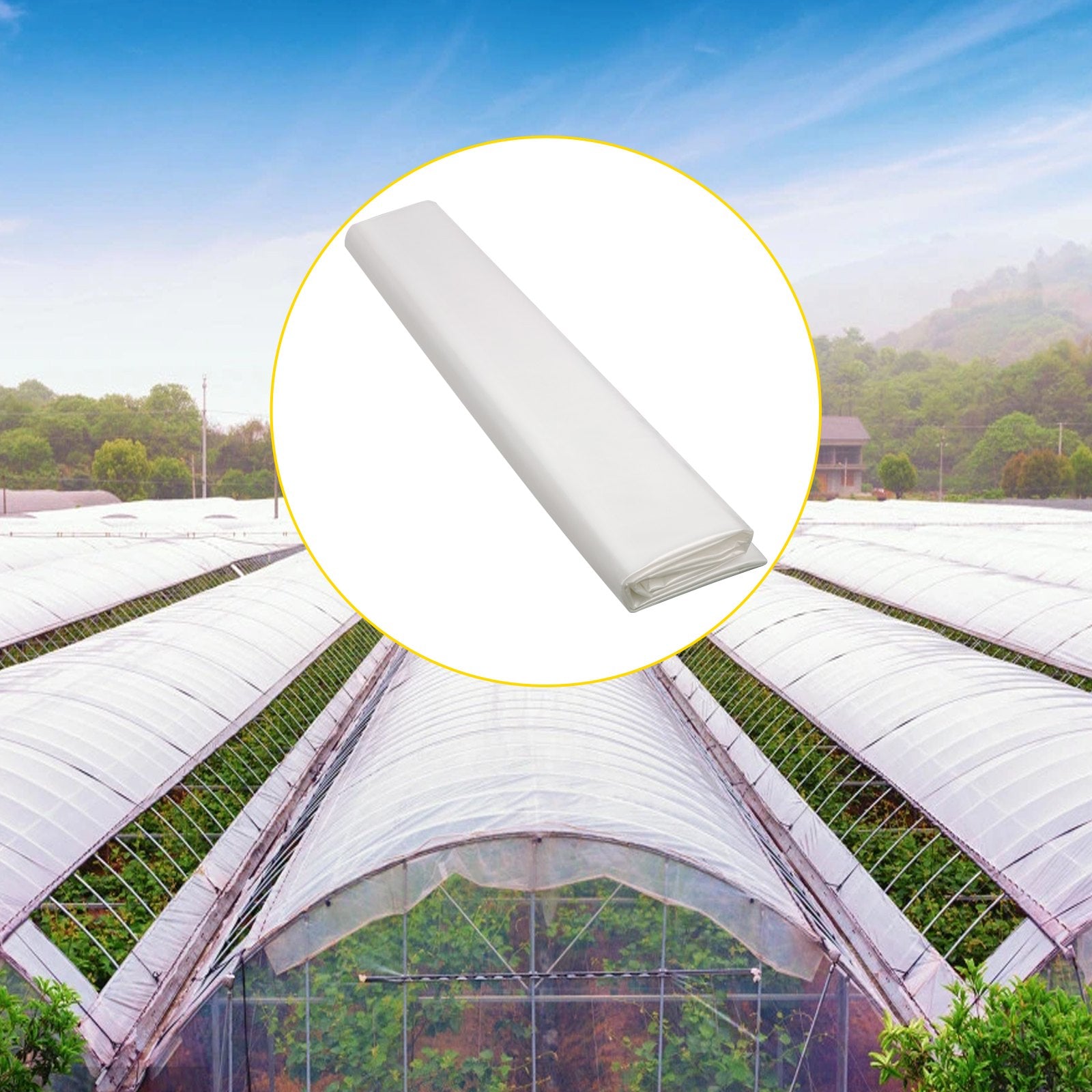 VEVOR Greenhouse Film, 24\' x 100\' Greenhouse Plastic Sheeting, 6 mil Thickness Suncover Greenhouse, Clear Polyethylene Cover, UV Proof Farm Plastic Supply for Gardening, Farming and Agriculture 8