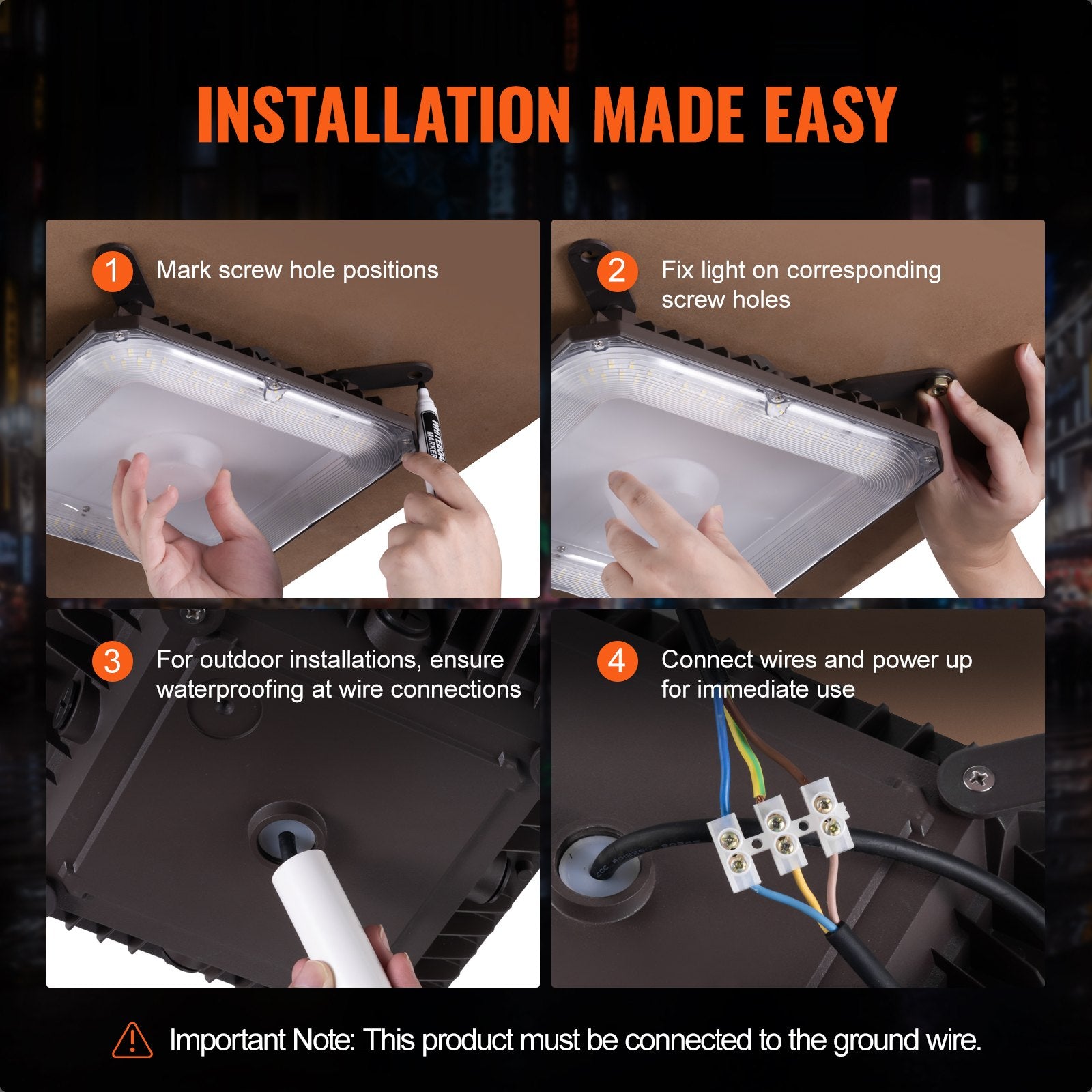 VEVOR 4 Pack LED Canopy Lights 80W 8800LM 5000K Daylight Outdoor Canopy Lighting 6