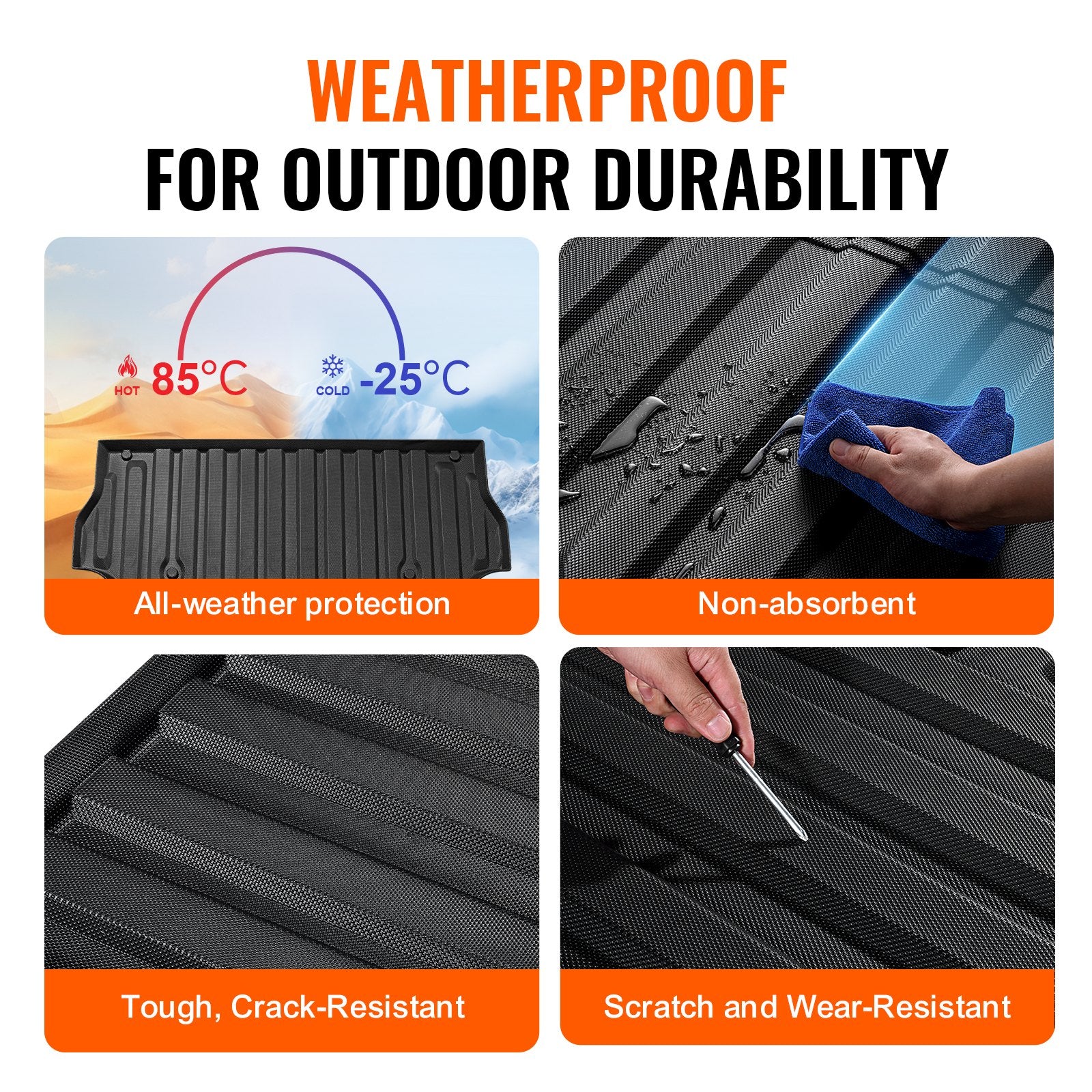 VEVOR Truck Bed Mat Fit 2017-2024 Ford F250/F350 TPE Truck Bed Liner Accessories 6