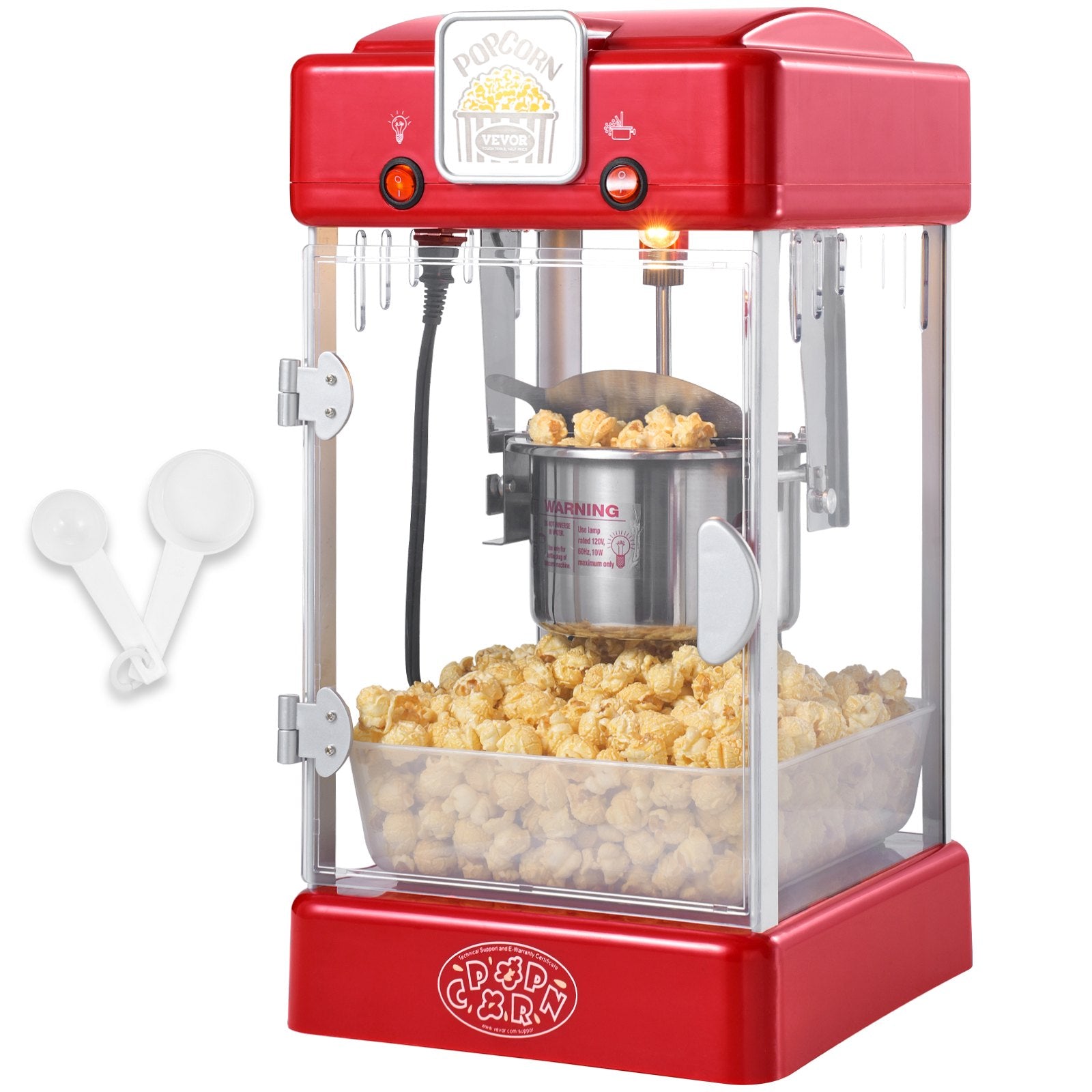 VEVOR Popcorn Popper Machine Tabletop Popcorn Maker 300W 2.5 Oz Red 9