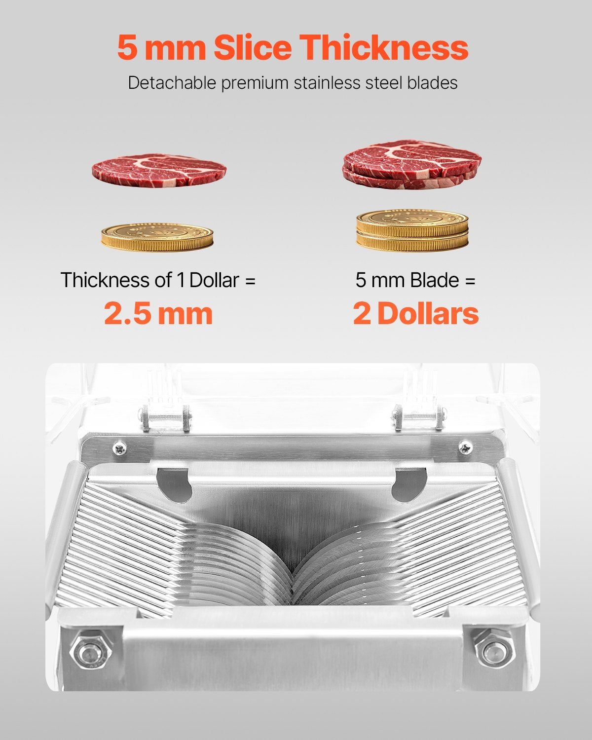 VEVOR Electric Meat Cutter Machine 850W Commercial Meat Slicer Cutting Machine 3
