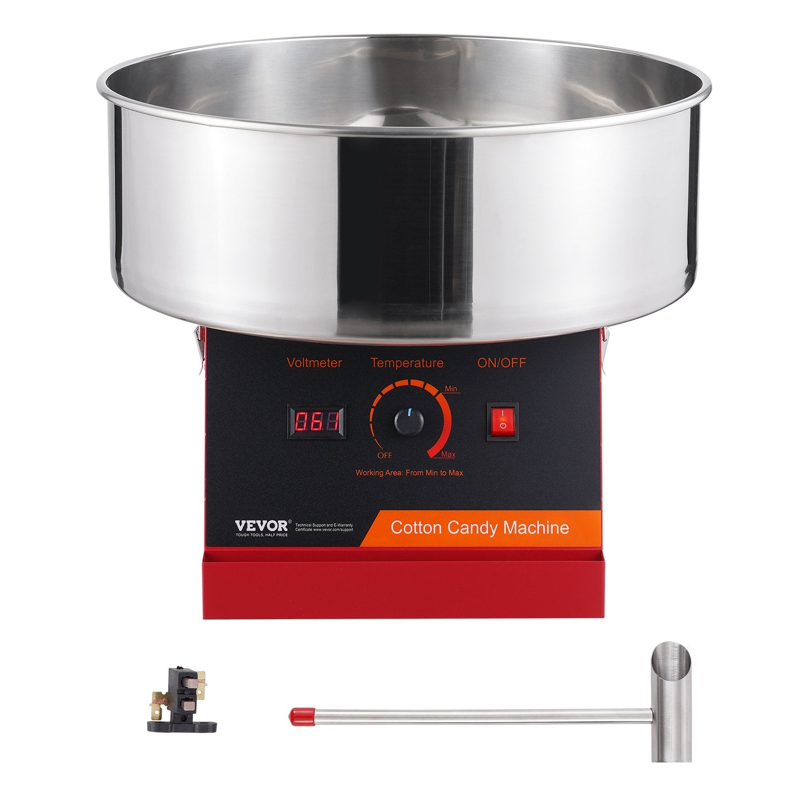 VEVOR Electric Cotton Candy Machine, 1000W Candy Floss Maker, Commercial Cotton Candy Machine with Stainless Steel Bowl, and Sugar Scoop, Perfect for Home Kids Birthday, Family Party (Red) 9