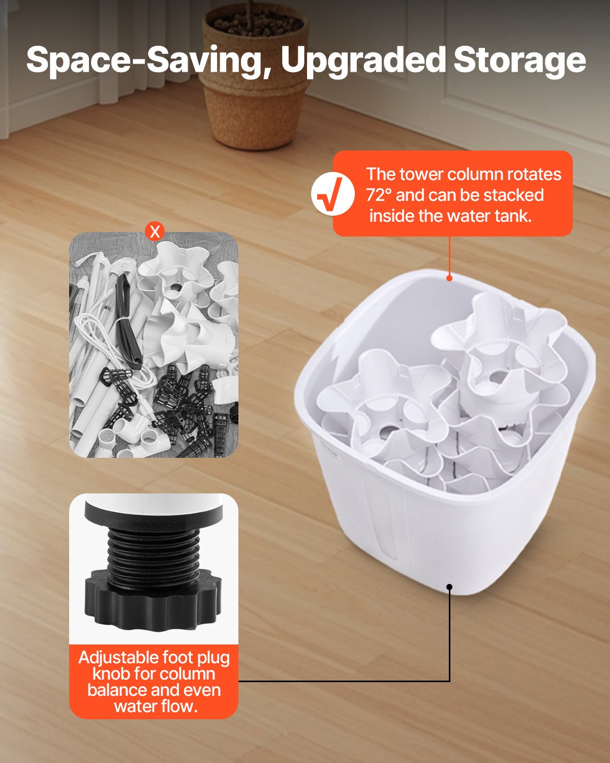 VEVOR Hydroponic Growing System with Grow Light 30 Pods Hydroponic Tower Garden 6